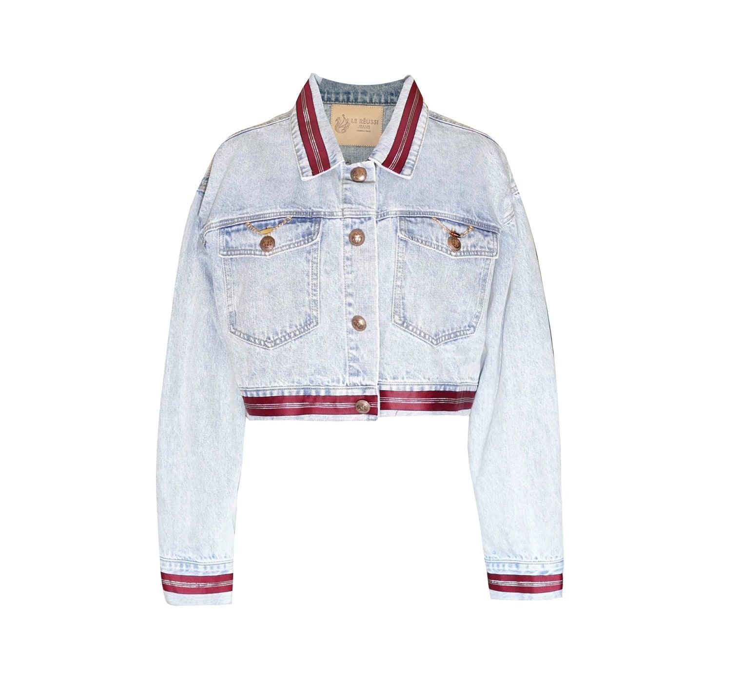 Danielle Denim Jacket with Red Lining Women's Style – Le Réussi®