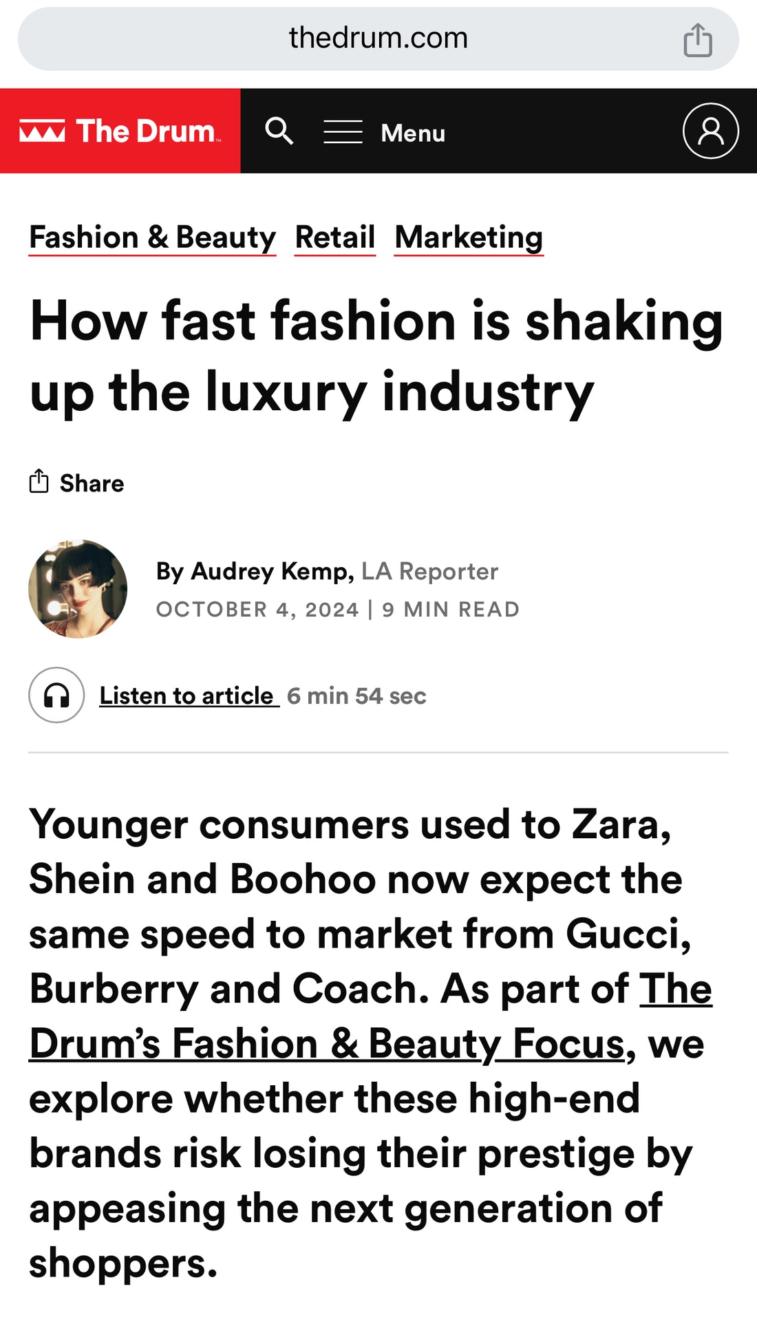 Le Réussi®'s Nguyen Tran on The Drum: Expert Insights on Luxury Fashion’s Fast-Fashion Challenge