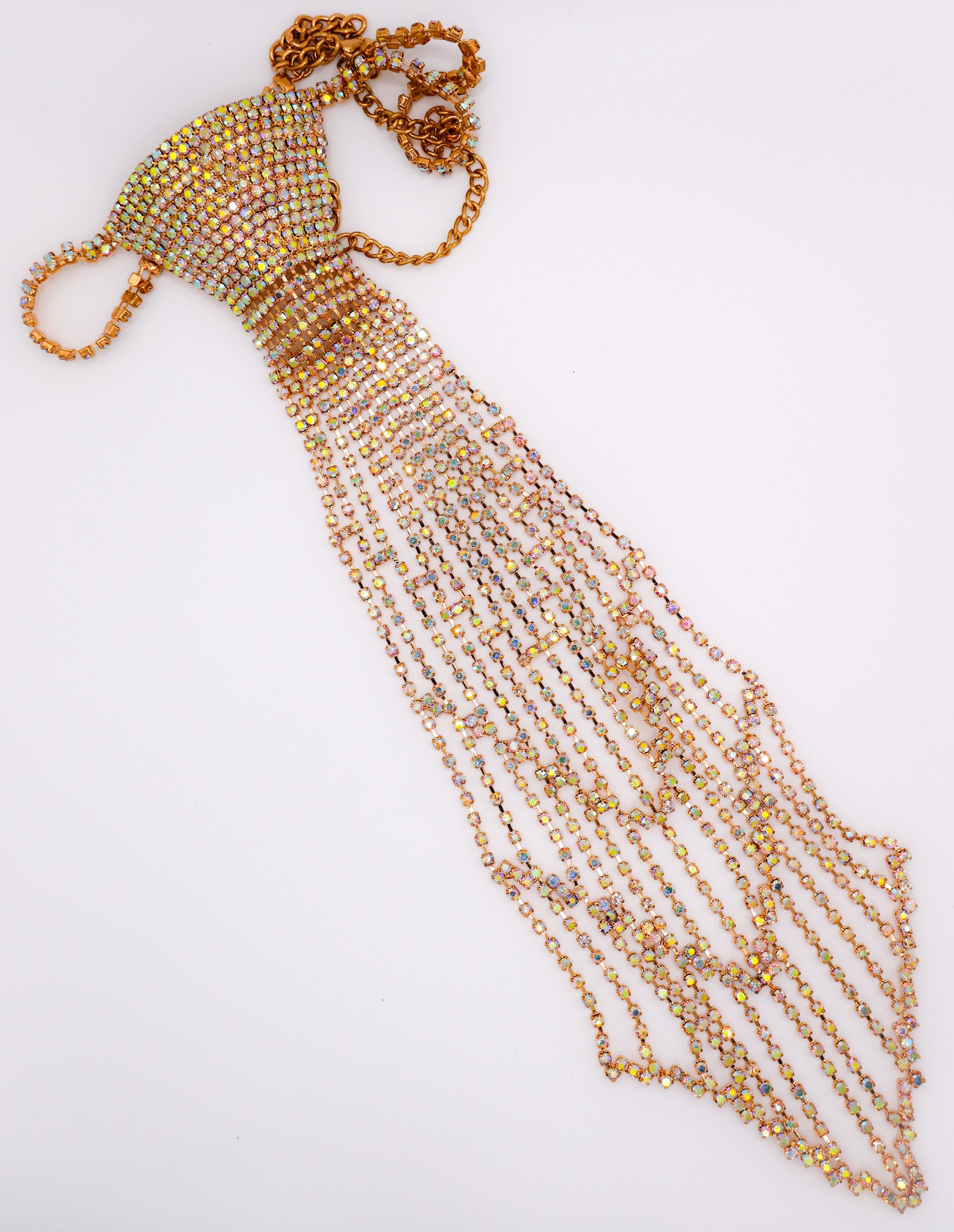 Le Réussi® Dapper Adorned Tie Necklace – luxury statement necklace for women, elegant fashion jewelry with unique tie-inspired design.