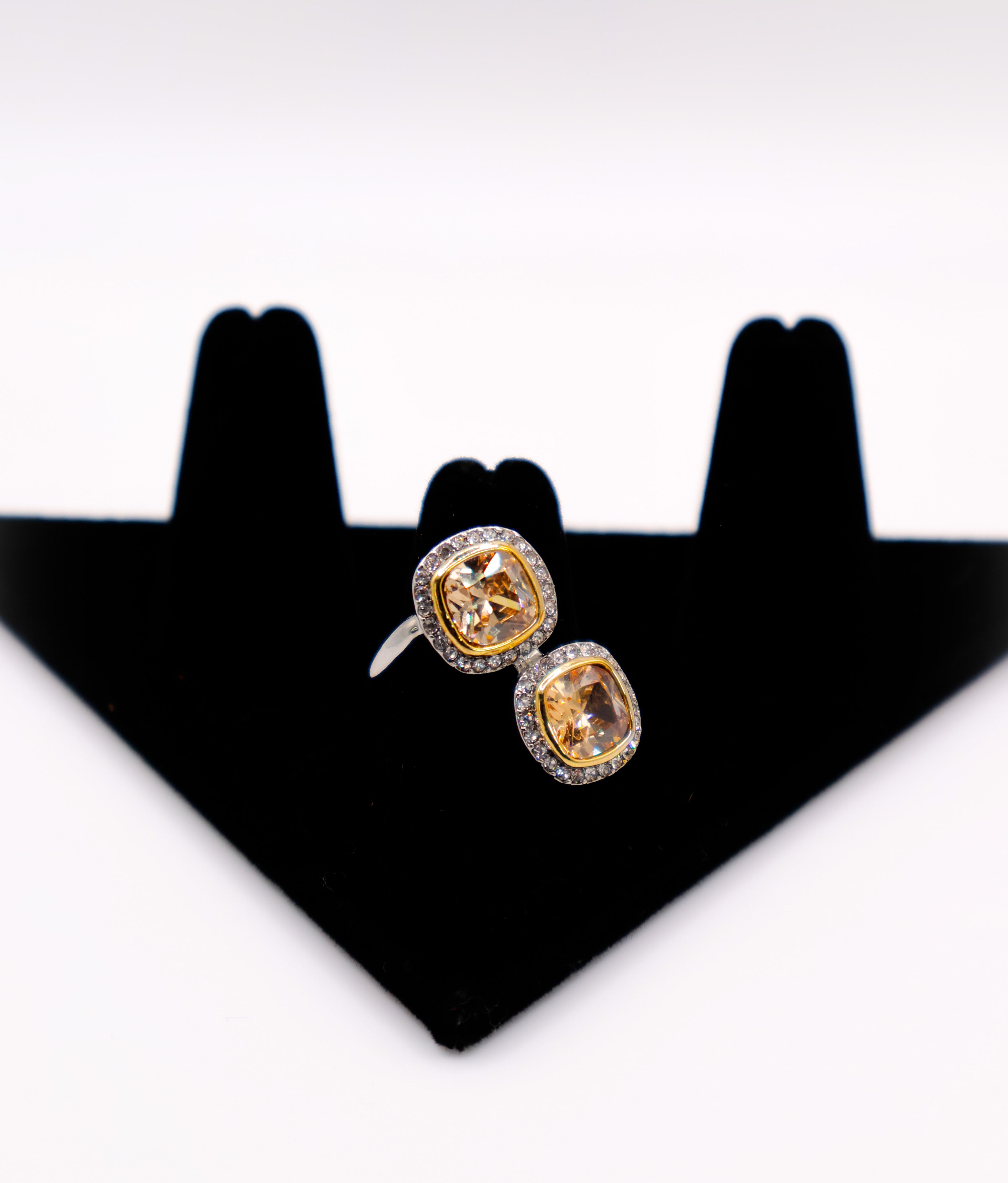 Le Réussi® Radiant Gemstone Duo Ring with two sparkling faux gemstones in elegant setting