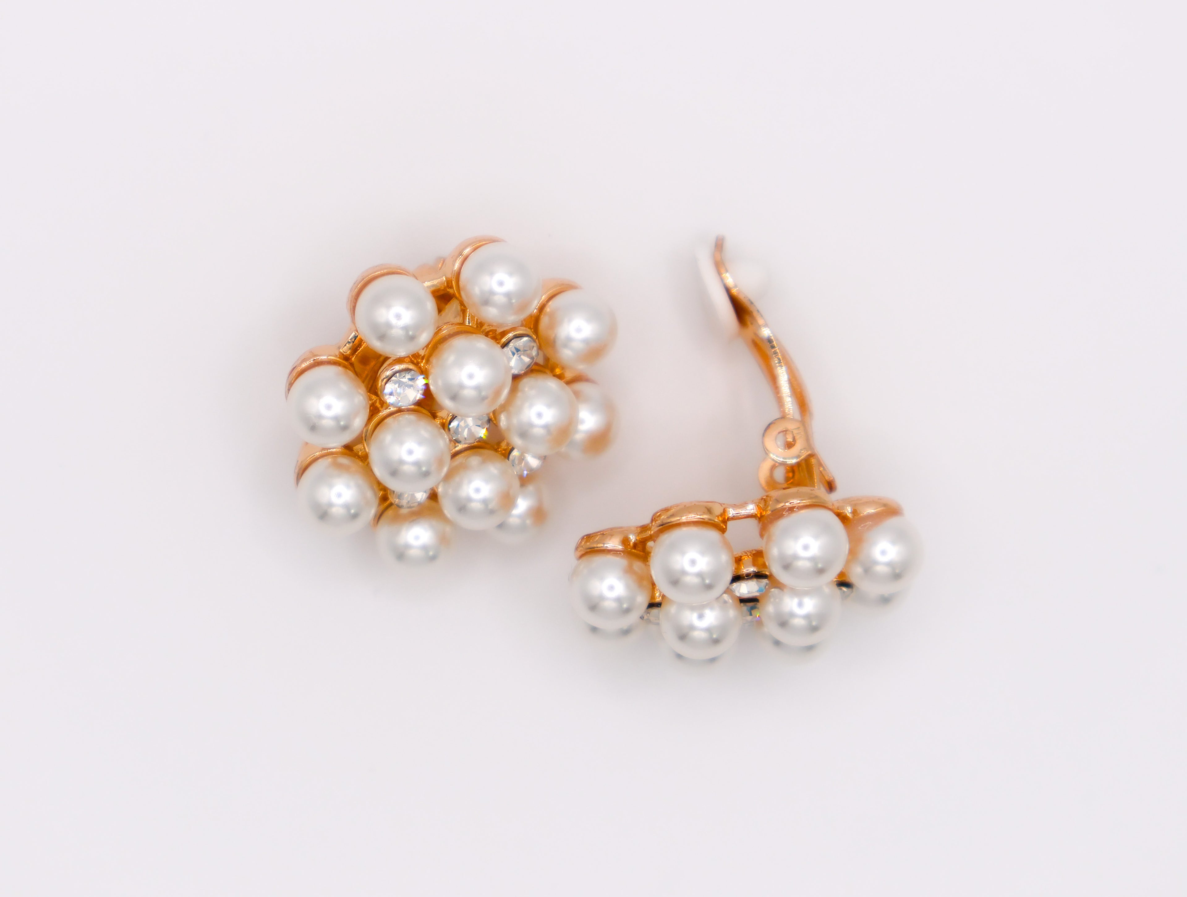 Le Réussi® Pearly Floral Elegance Clip-On Earrings with delicate pearl flower design