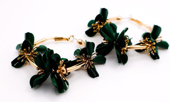 Le Réussi® Floral Luxe Hoops with elegant gold flower design and statement hoop style