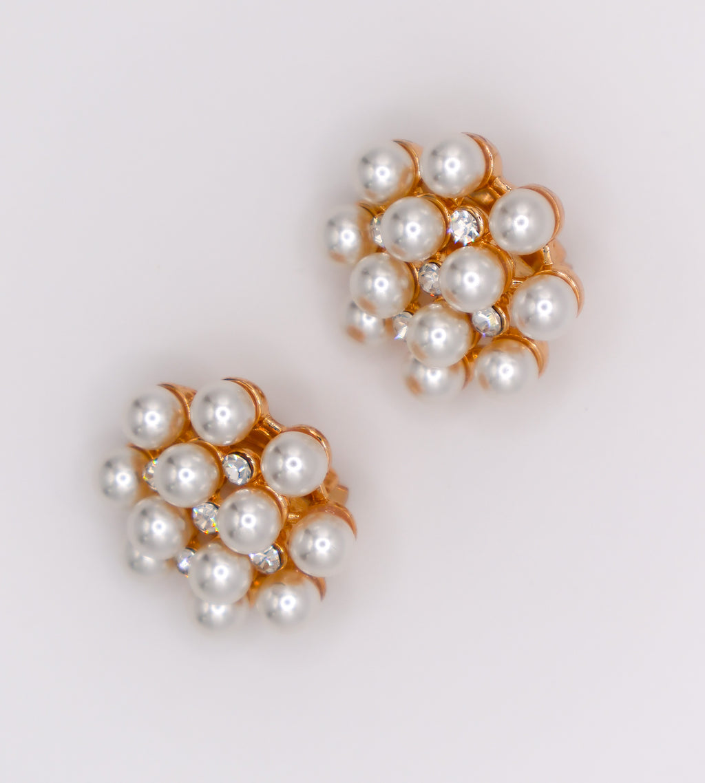 Le Réussi® Pearly Floral Elegance Clip-On Earrings with delicate pearl flower design