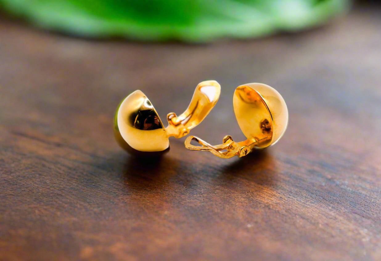 Le Réussi® Italian Silver and Gold-Dipped Clip Ball Earrings with polished two-tone design