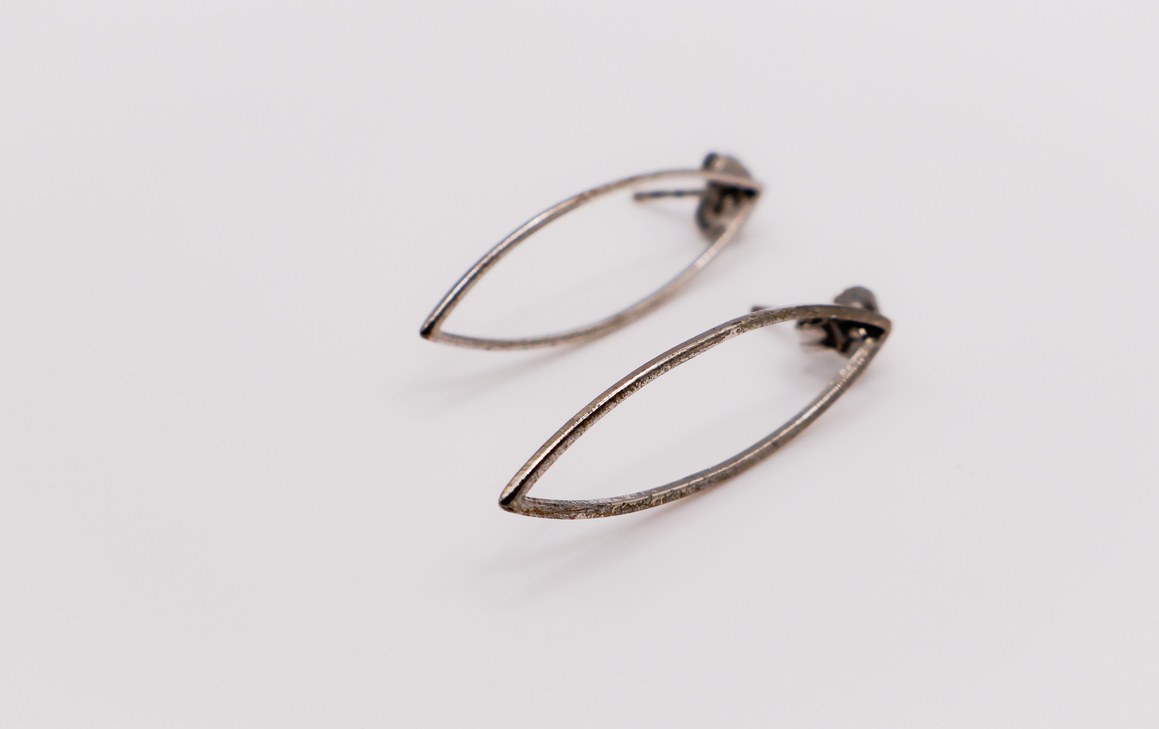 Silver Eye-Shaped Earrings – sterling silver statement earrings for women, unique eye-inspired jewelry