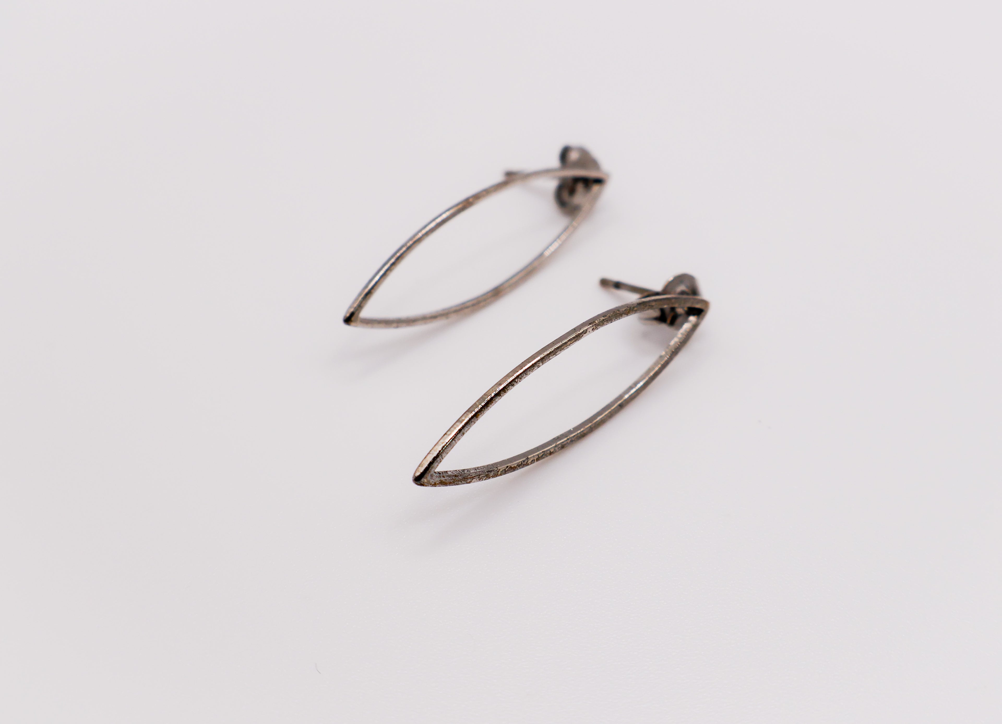 Silver Eye-Shaped Earrings – sterling silver statement earrings for women, unique eye-inspired jewelry