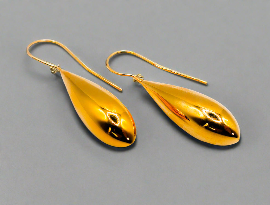 Italian Gilded Teardrop Statement Earrings with gold-dipped finish, handcrafted in Italy for a bold and elegant look.