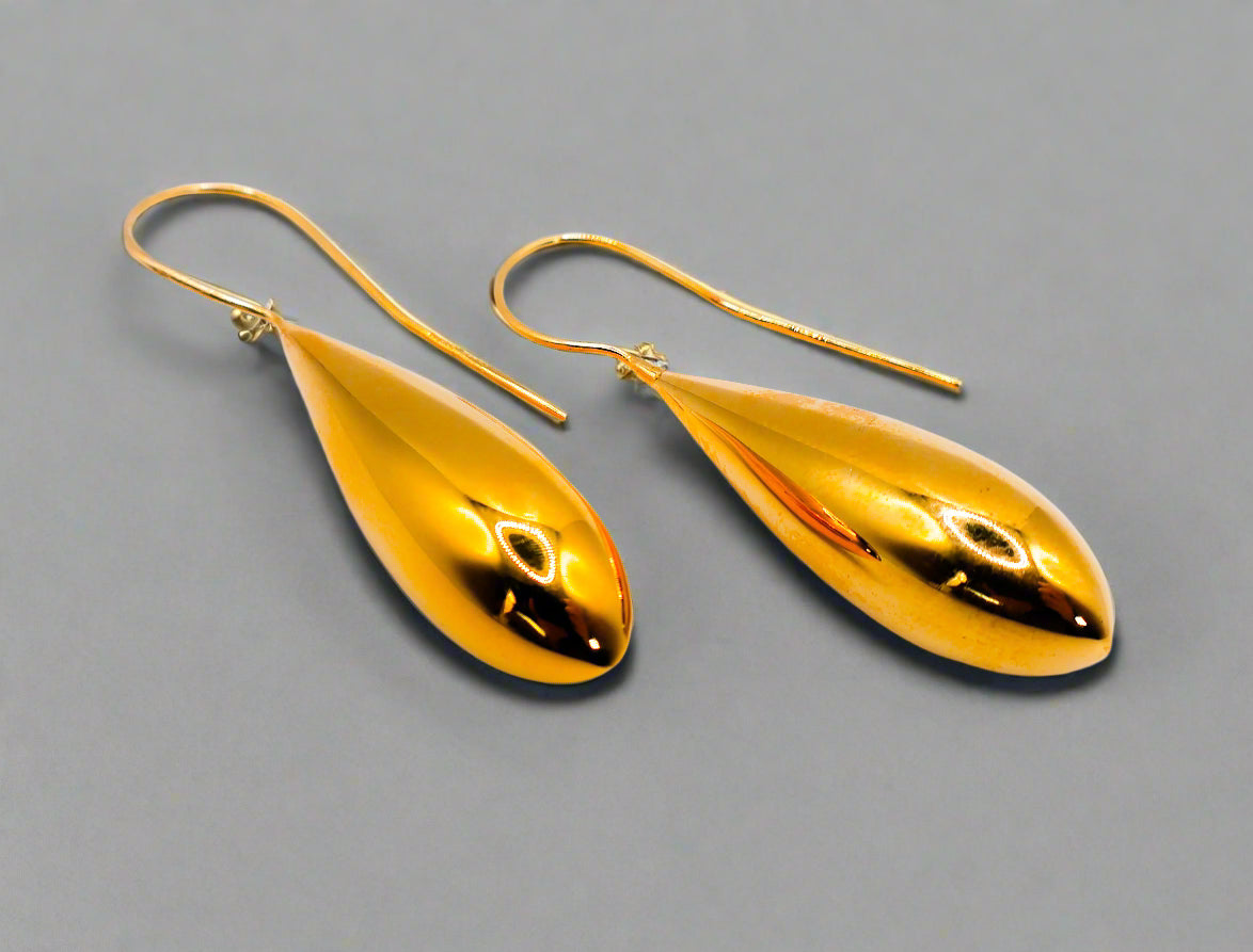 Italian Gilded Teardrop Statement Earrings with gold-dipped finish, handcrafted in Italy for a bold and elegant look.