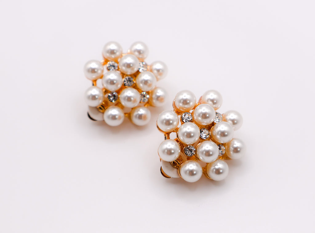 Le Réussi® Pearly Floral Elegance Clip-On Earrings with delicate pearl flower design