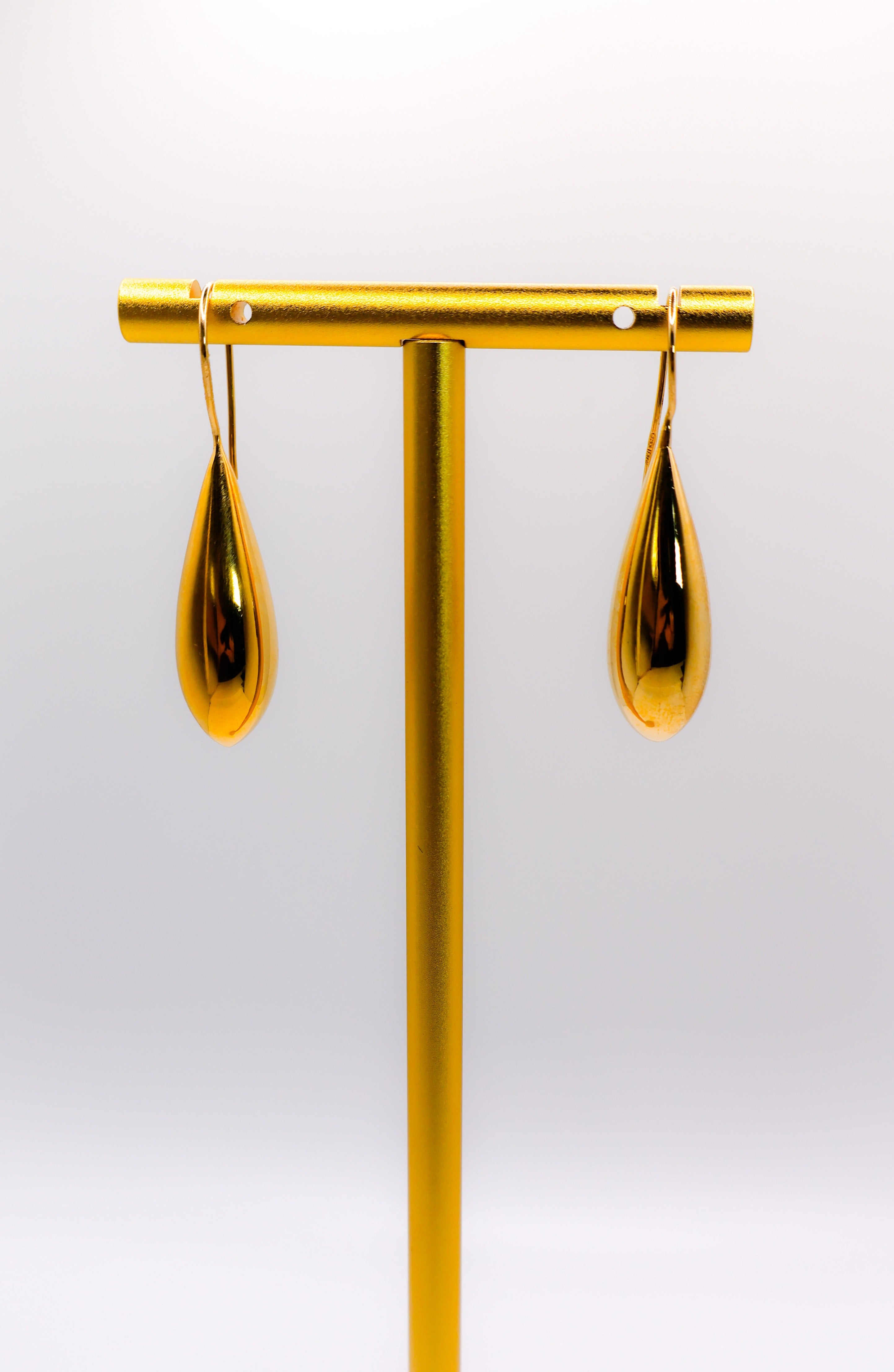 Italian Gilded Teardrop Statement Earrings with gold-dipped finish, handcrafted in Italy for a bold and elegant look.