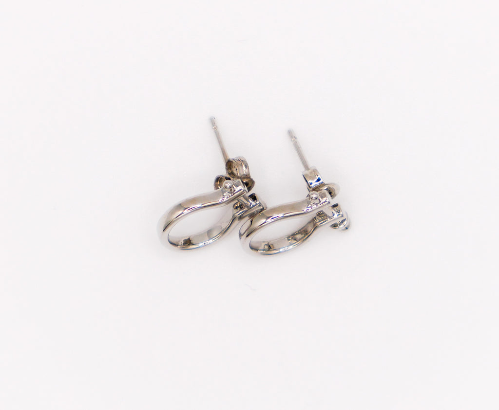 Whimsical white gold horseshoe earrings – elegant lucky charm jewelry for women, versatile casual and formal design