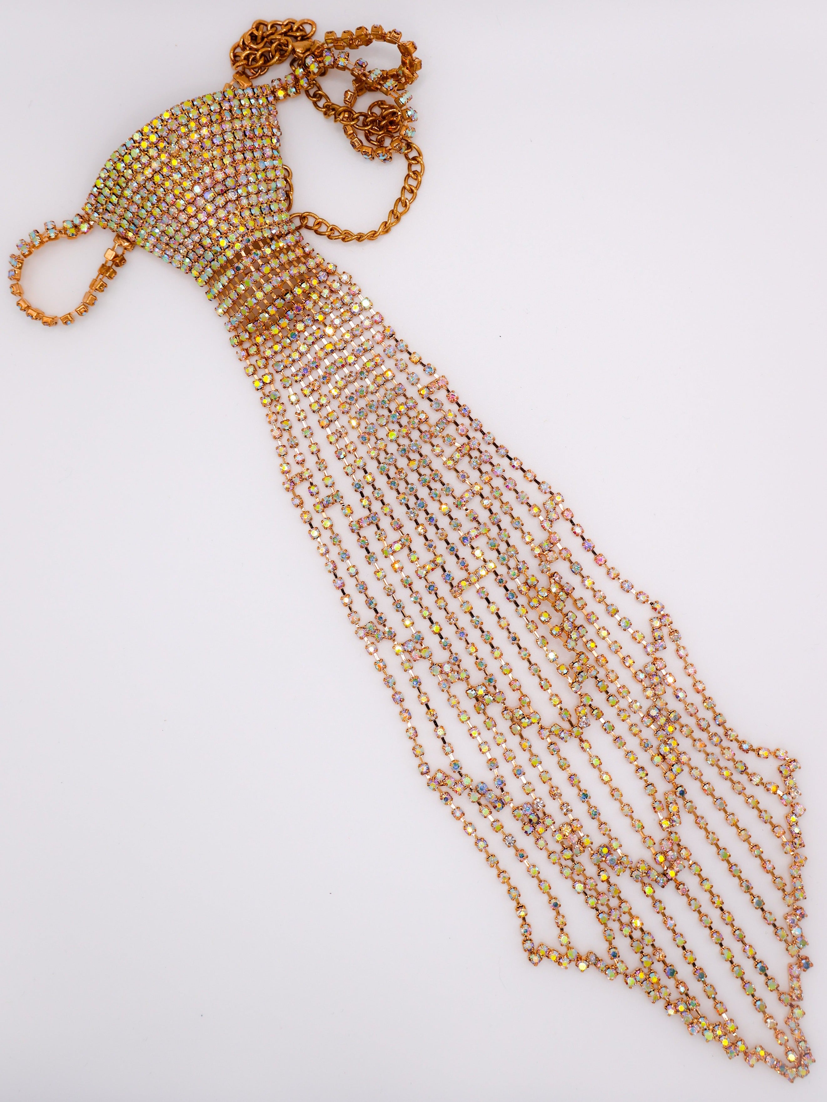 Le Réussi® Dapper Adorned Tie Necklace – luxury statement necklace for women, elegant fashion jewelry with unique tie-inspired design.