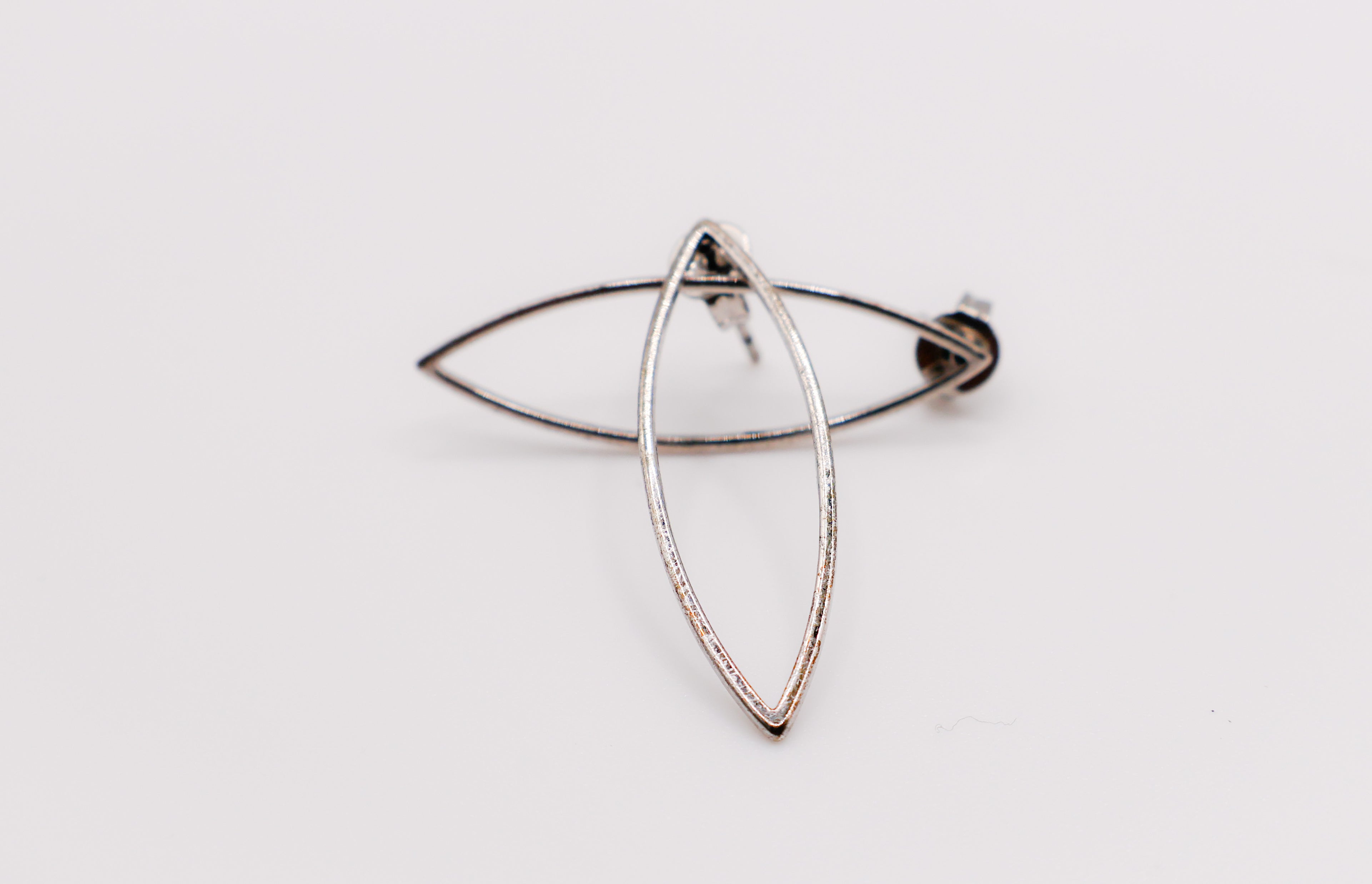 Silver Eye-Shaped Earrings – sterling silver statement earrings for women, unique eye-inspired jewelry