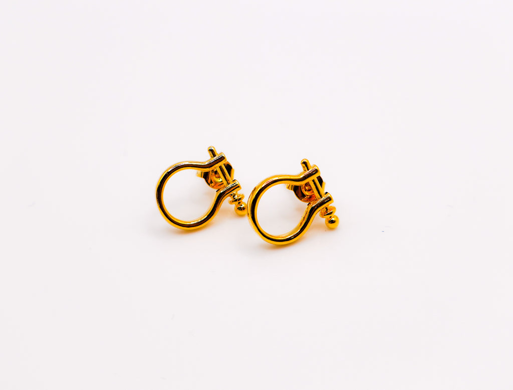 Golden Horseshoe Mini Earrings – gold-plated lucky charm earrings for women, delicate minimalist jewelry