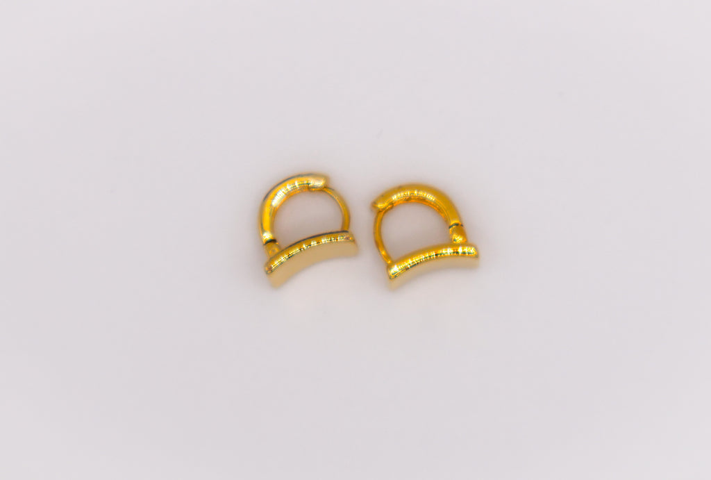 Golden Lock Rectangle Earrings – elegant gold-plated statement earrings for women, modern jewelry