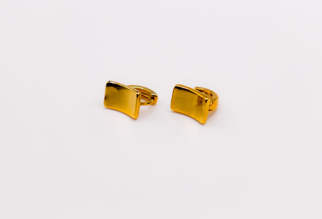 Golden Lock Rectangle Earrings – elegant gold-plated statement earrings for women, modern jewelry
