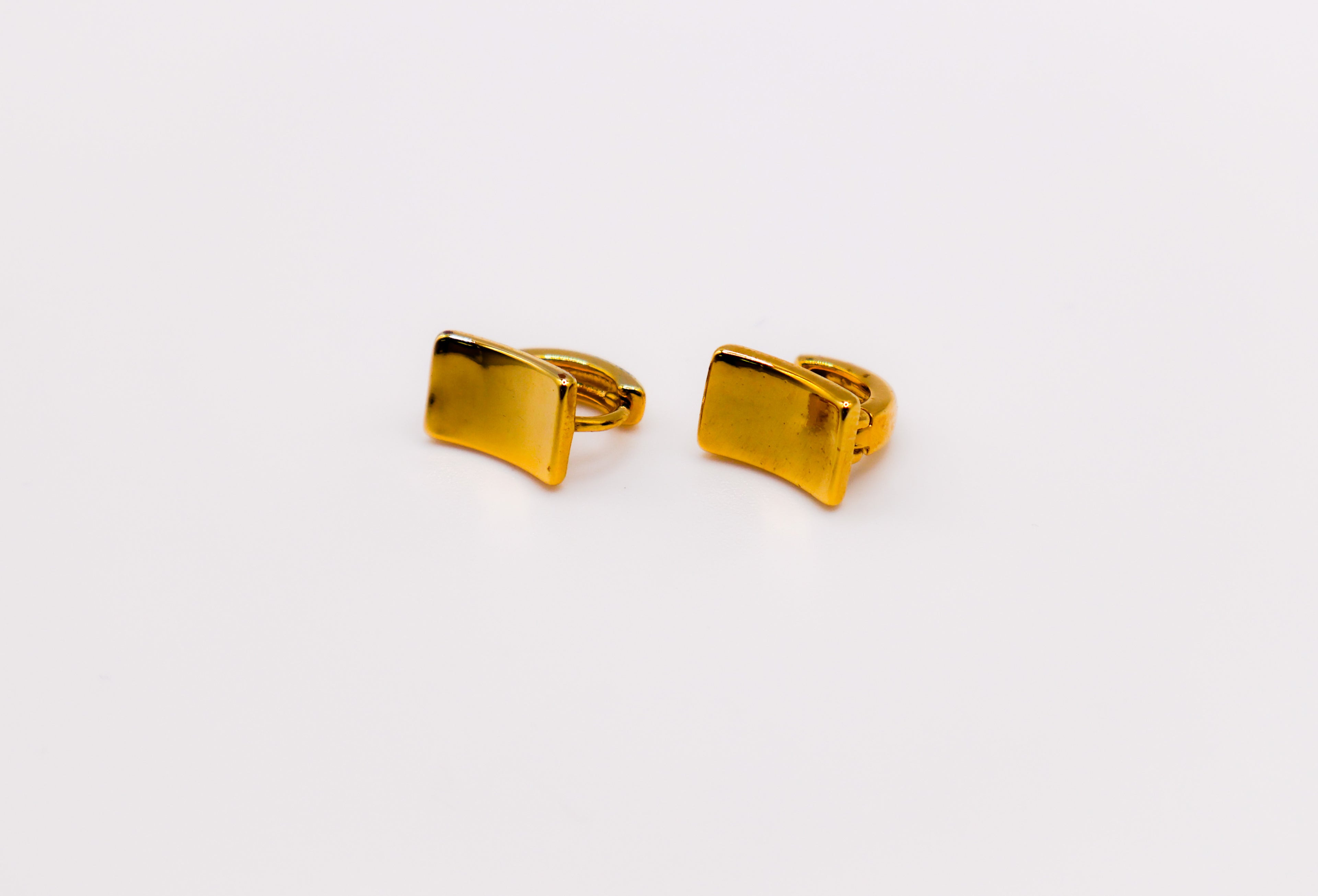 Golden Lock Rectangle Earrings – elegant gold-plated statement earrings for women, modern jewelry