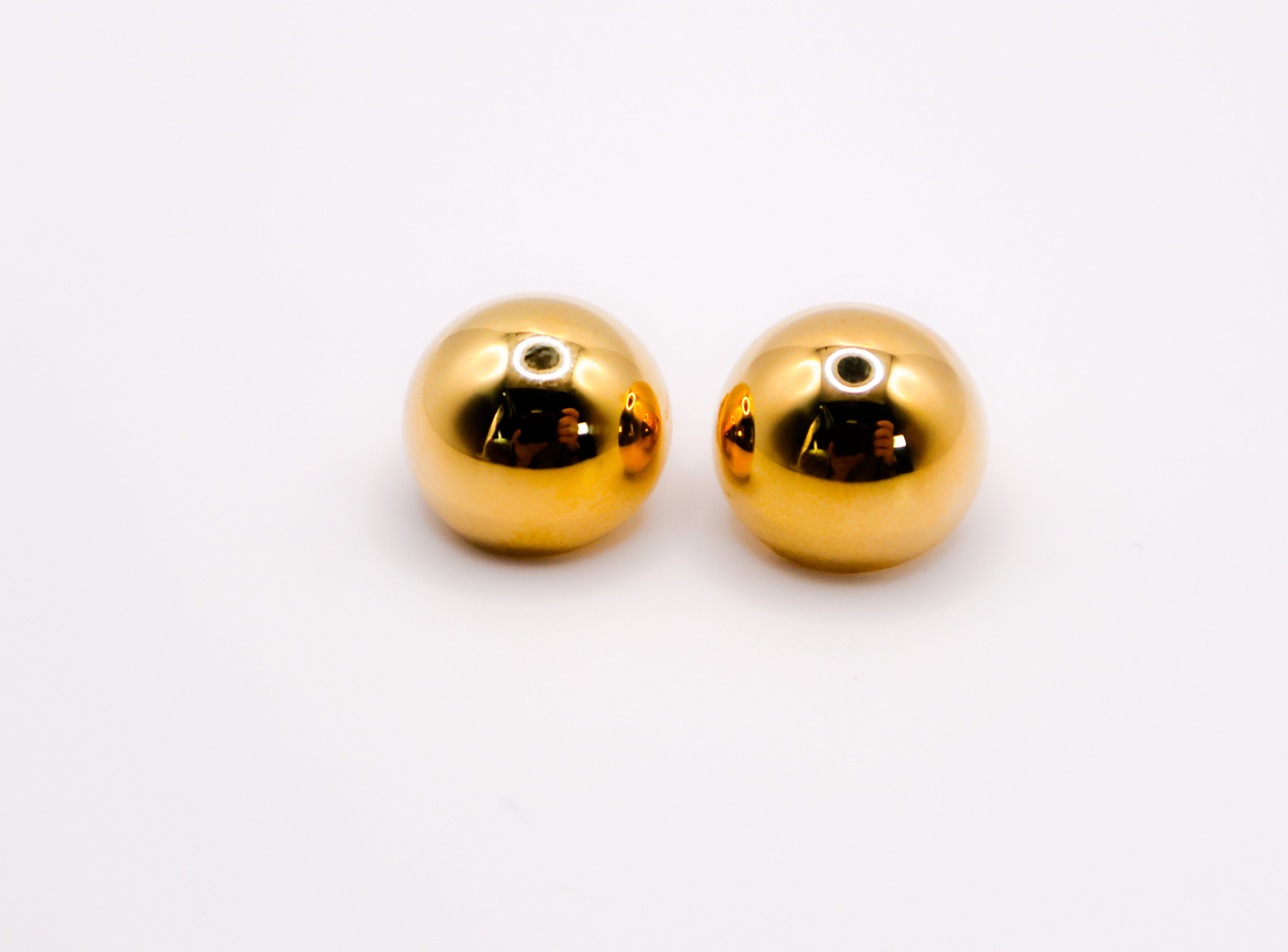 Le Réussi® Italian Silver and Gold-Dipped Clip Ball Earrings with polished two-tone design