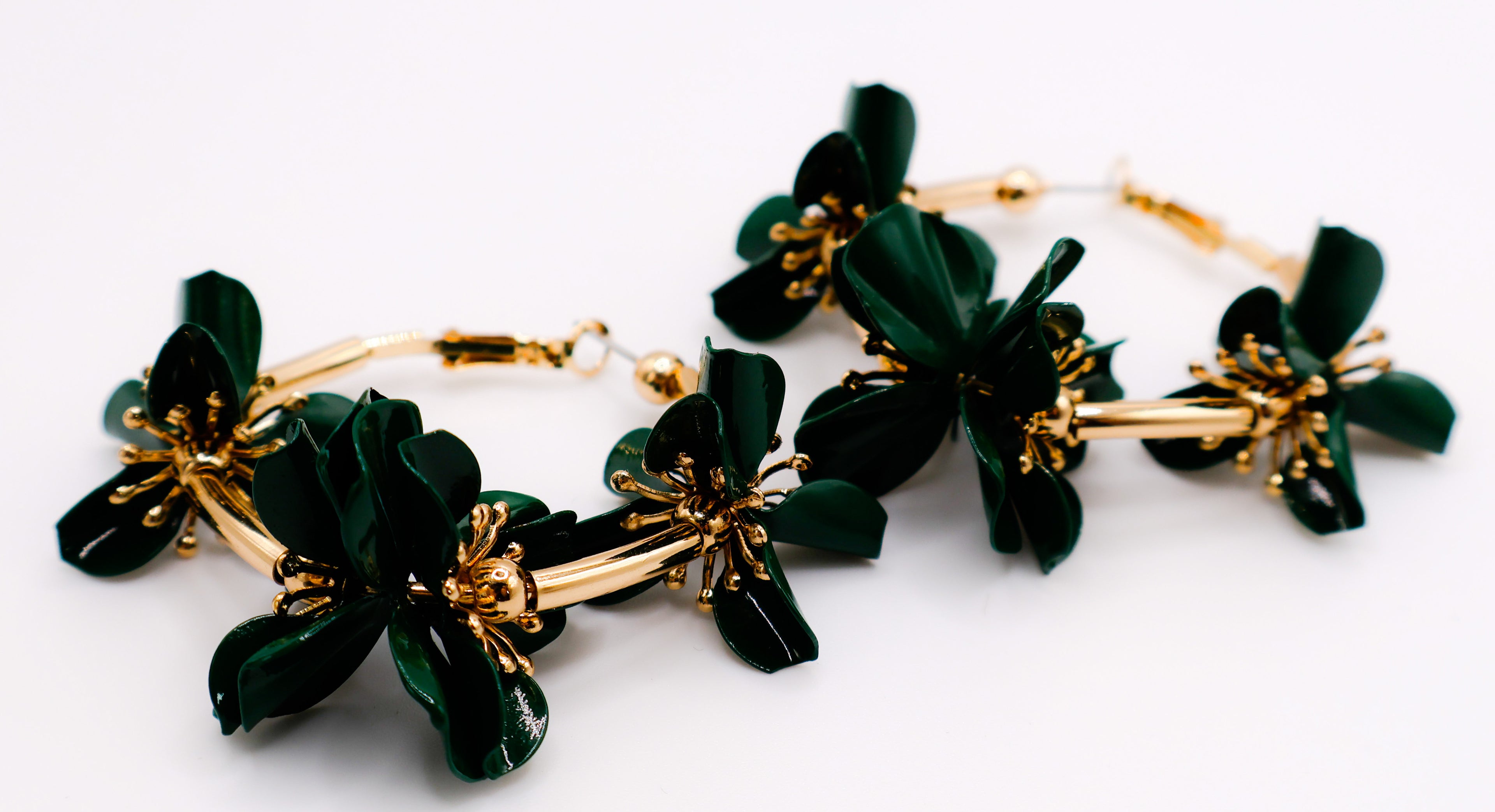 Le Réussi® Floral Luxe Hoops with elegant gold flower design and statement hoop style