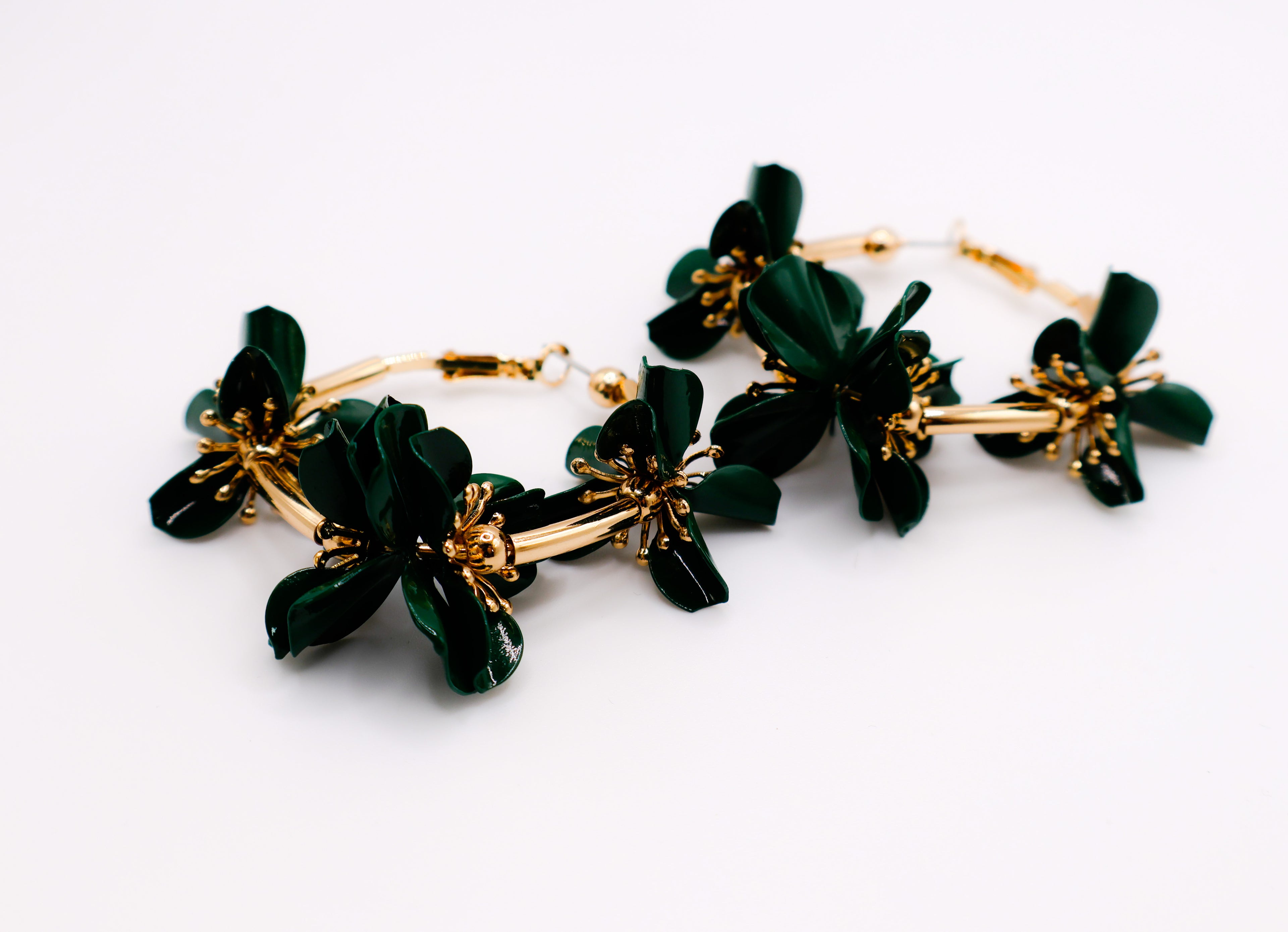 Le Réussi® Floral Luxe Hoops with elegant gold flower design and statement hoop style