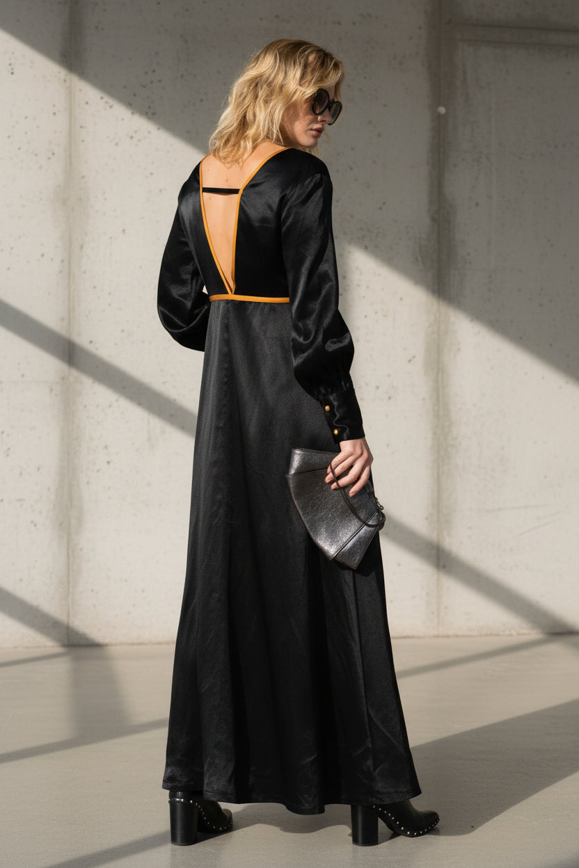 Robe En Soie Noire Et Cerise - Taille 12 - Occasion Très Bon état - Sans Marque