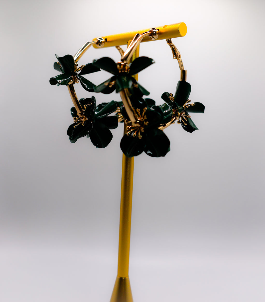 Le Réussi® Floral Luxe Hoops with elegant gold flower design and statement hoop style
