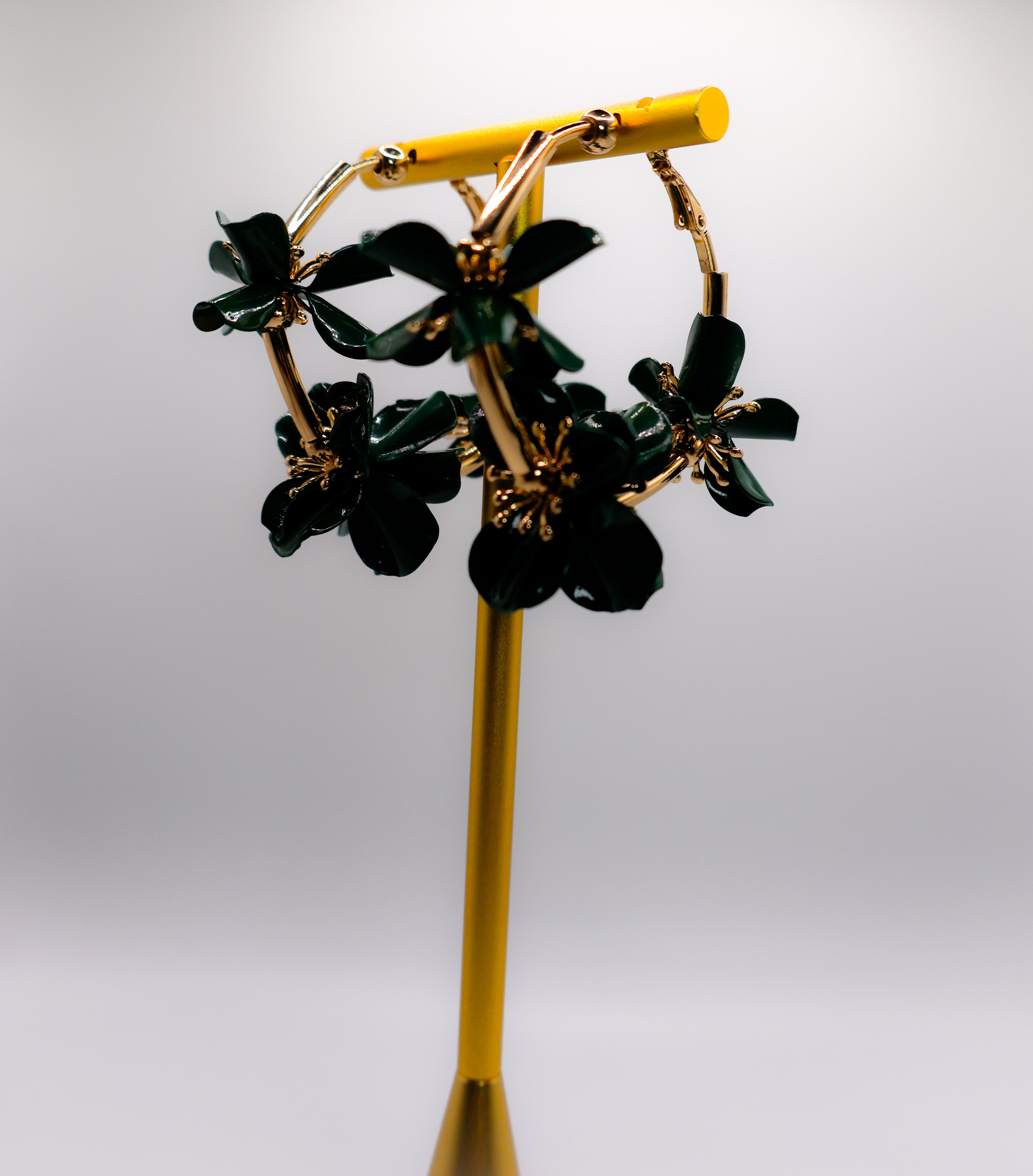 Le Réussi® Floral Luxe Hoops with elegant gold flower design and statement hoop style