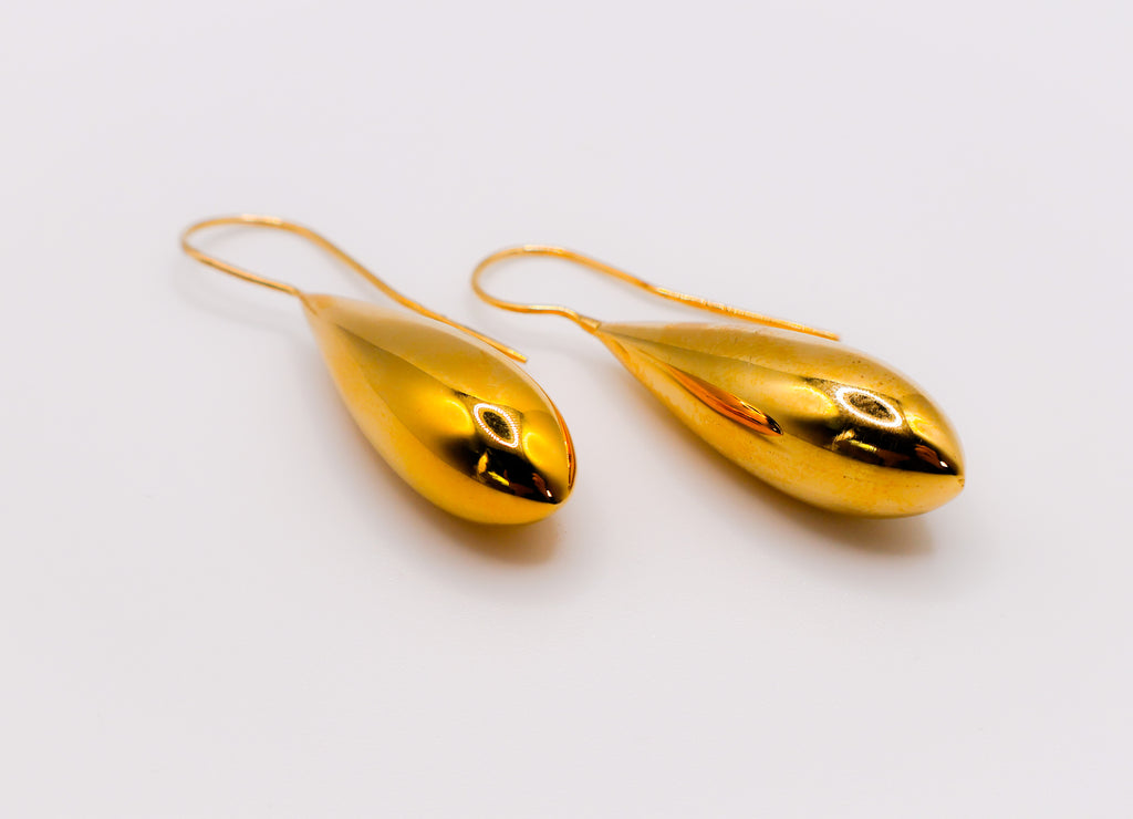 Italian Gilded Teardrop Statement Earrings with gold-dipped finish, handcrafted in Italy for a bold and elegant look.