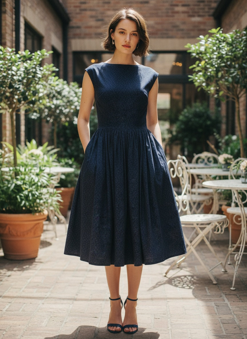 The Camille Dress in Navy | Le Réussi®