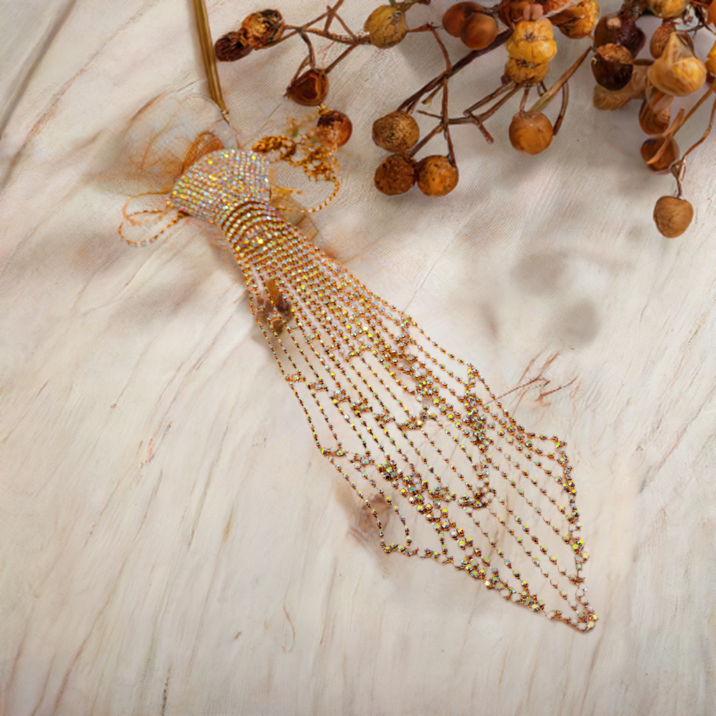 Le Réussi® Dapper Adorned Tie Necklace – luxury statement necklace for women, elegant fashion jewelry with unique tie-inspired design.