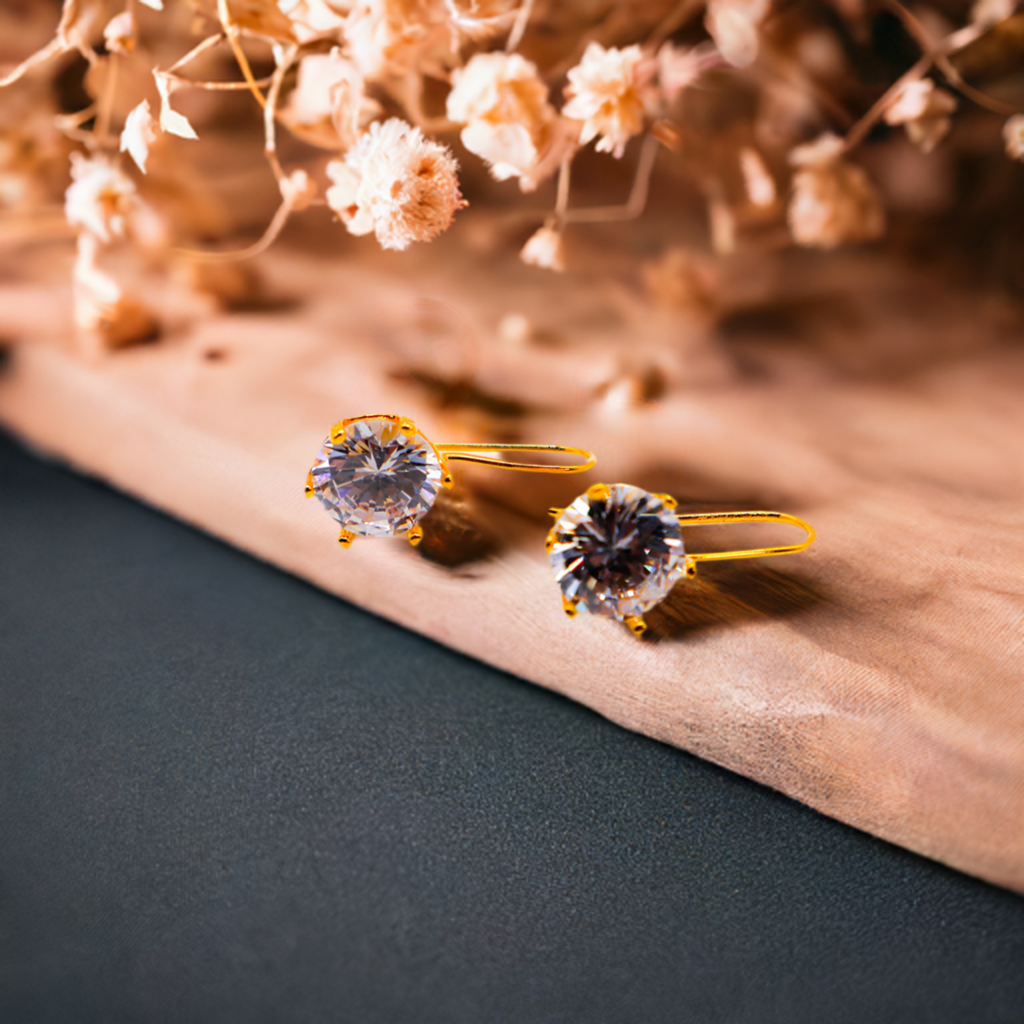 Elegant Golden Sparkle Drops – gold-plated statement earrings for women, luxurious sparkling jewelry