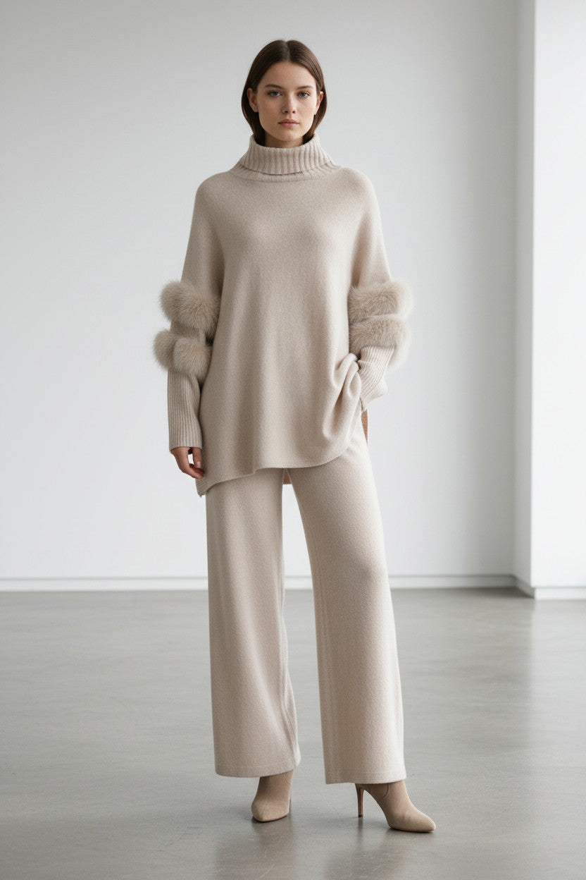 Cashmere Turtleneck with Fox Fur – Luxury Women’s Cashmere Sweater