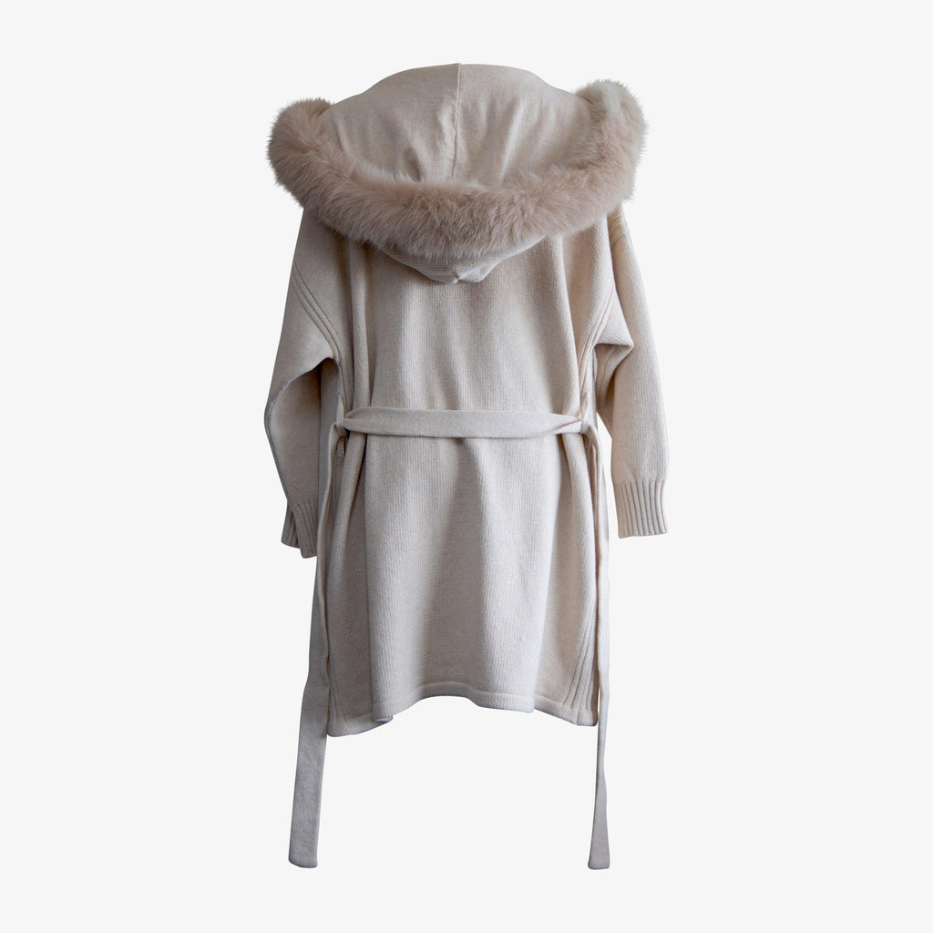 Le Réussi® Fashion-Cashmere Wrap Cardigan with Fox Fur 
