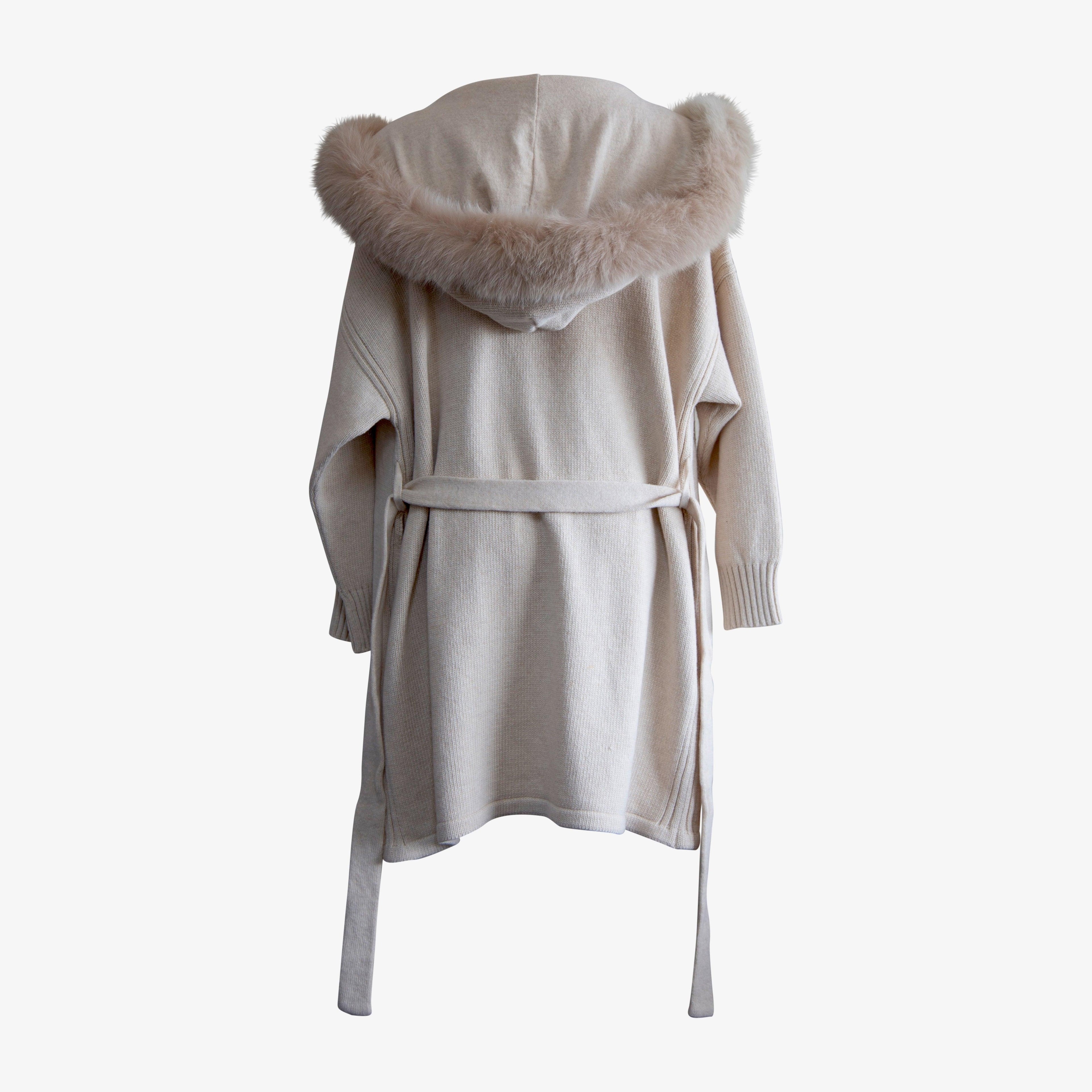 Le Réussi® Fashion-Cashmere Wrap Cardigan with Fox Fur 