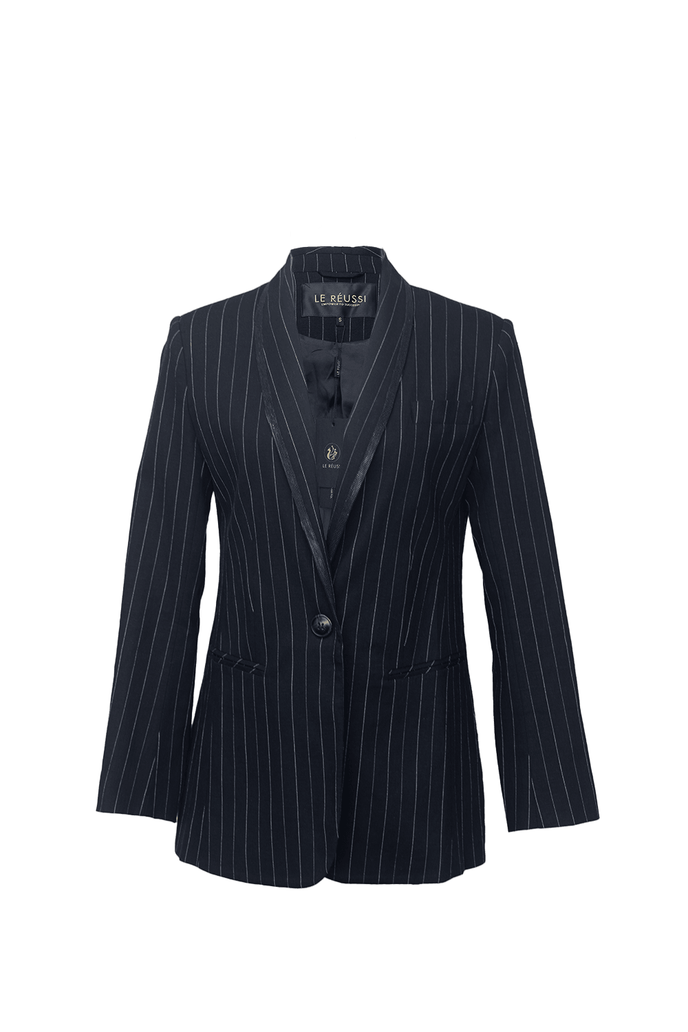 Le Réussi® Fashion - Black Pinstripes Suit Blazer A Luxurious Icon of Power and Sophistication.