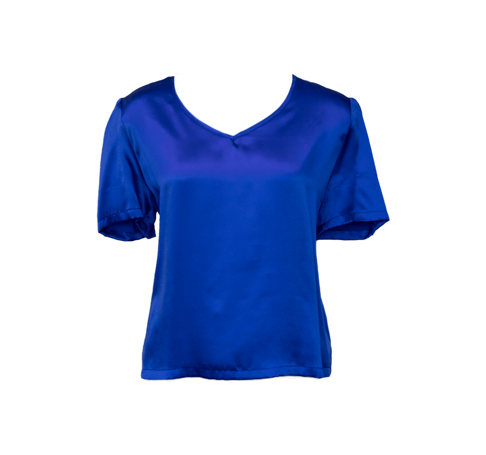 Le Réussi® Fashion - Shining V-Neck Blouse in Blue A Luxurious Touch of Elegance and Radiance.