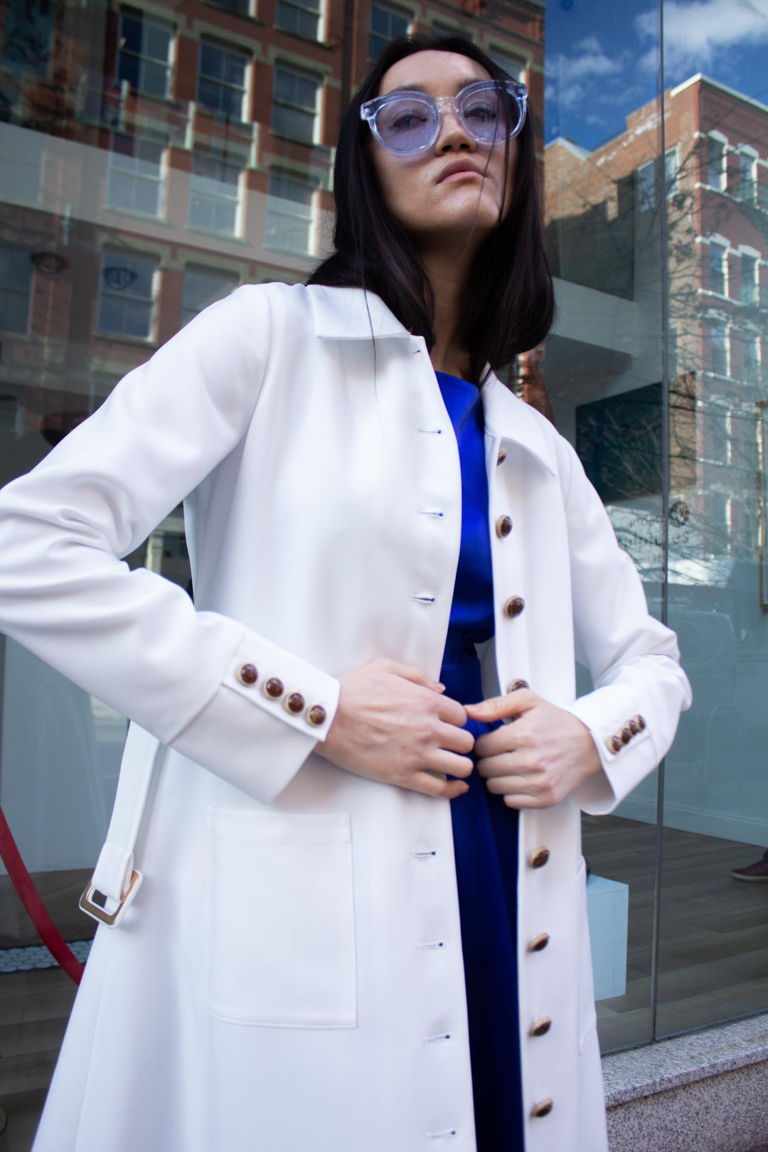 Monique White Coat – Women's Elegant Long Coat