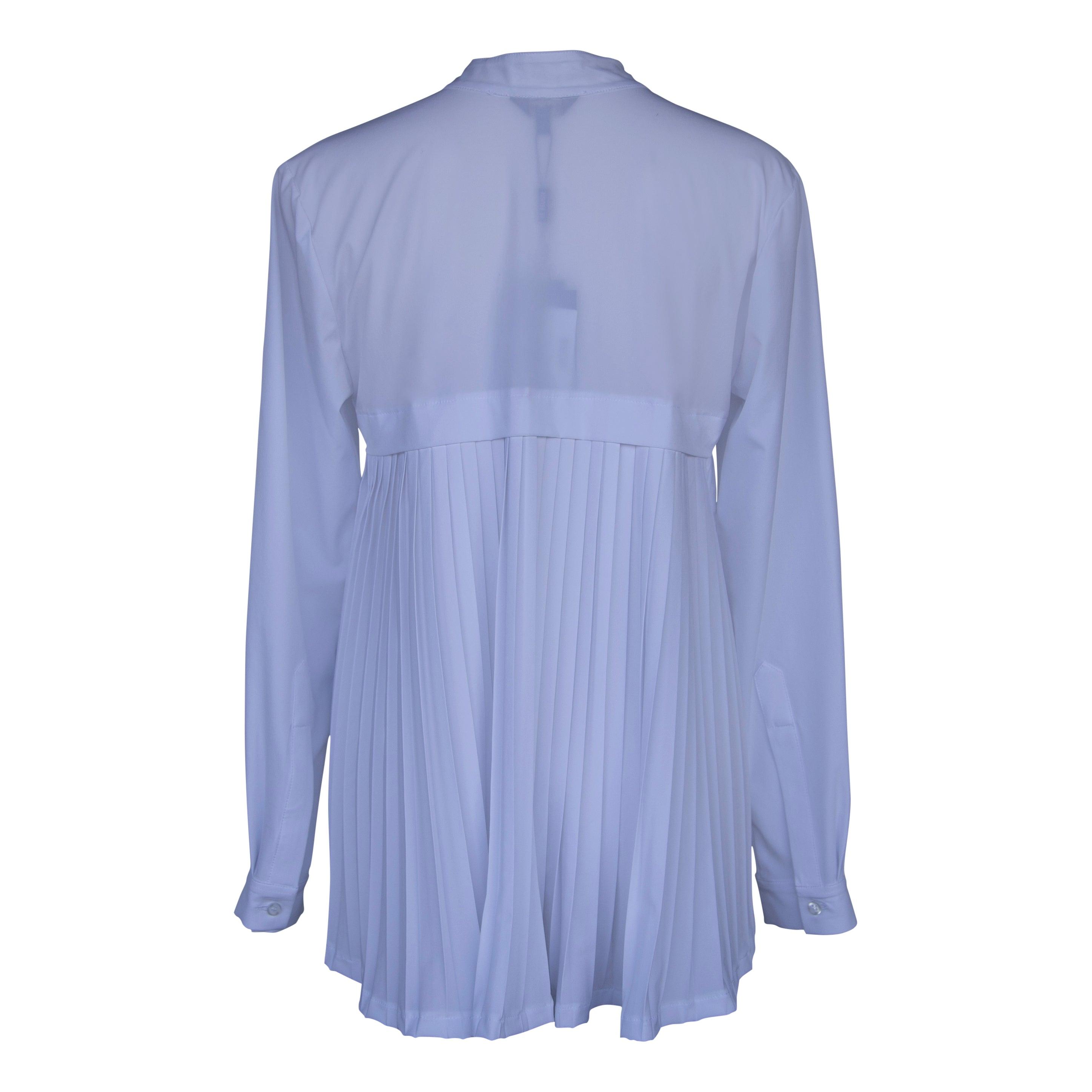 Le Réussi® - Stylish Pleated Blouse in White timeless elegance with a touch of luxury.