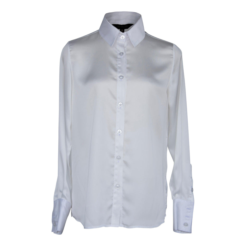 Le Réussi® Fashion -  Luxury Elegance Silk Blouse in White Timeless, sophisticated, and effortlessly chic.