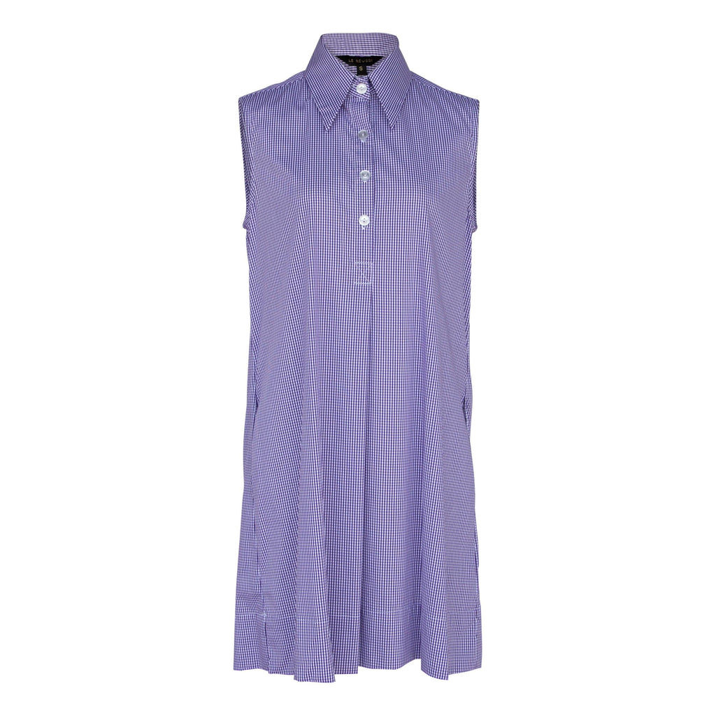 Le Réussi® Fashion - Italian Cotton Sleeveless Dress in Purple A Luxurious Fusion of Elegance and Effortless Grace.