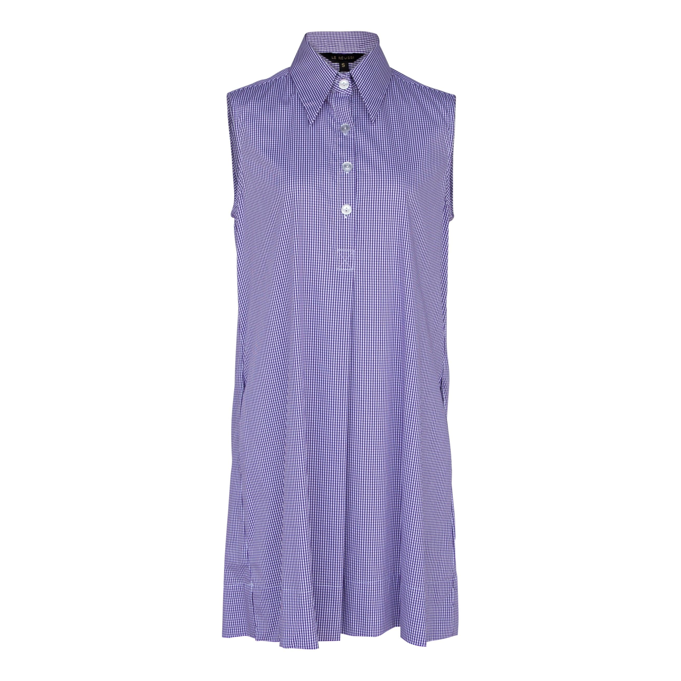 Le Réussi® Fashion - Italian Cotton Sleeveless Dress in Purple A Luxurious Fusion of Elegance and Effortless Grace.