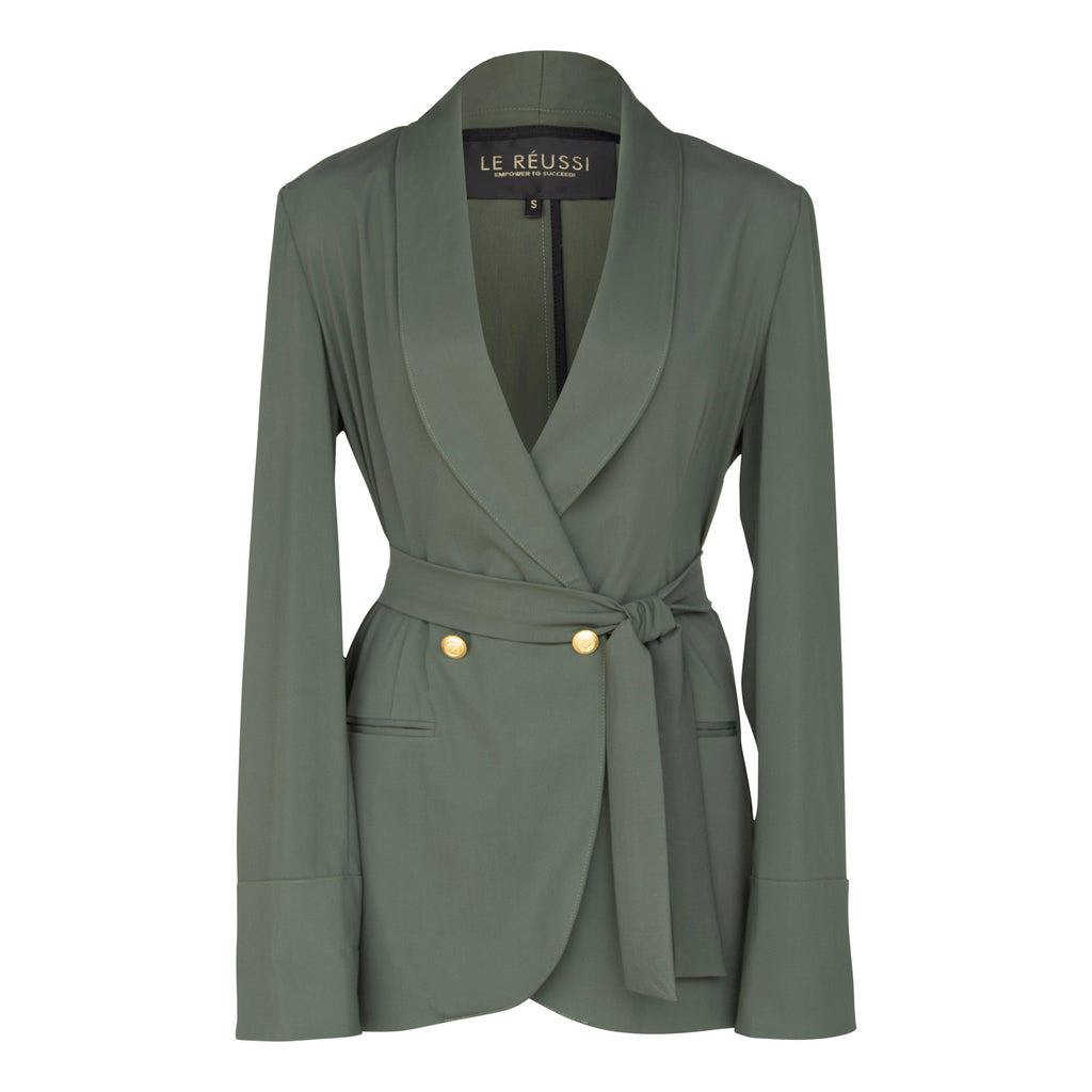 Le Réussi® Fashion - Women's Olive Blazer with Front Buttons A Luxurious Statement of Elegance and Power.