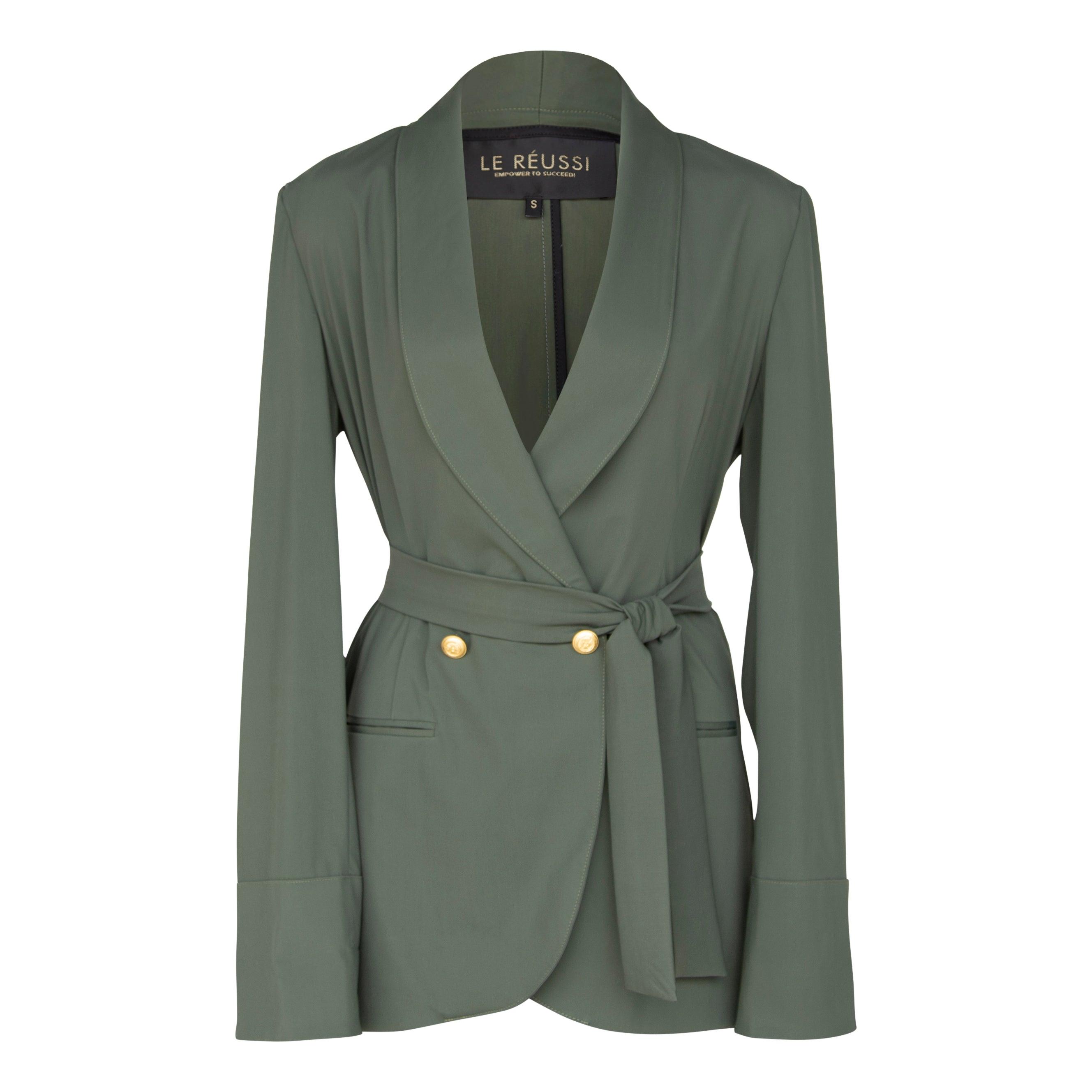 Le Réussi® Fashion - Women's Olive Blazer with Front Buttons A Luxurious Statement of Elegance and Power.
