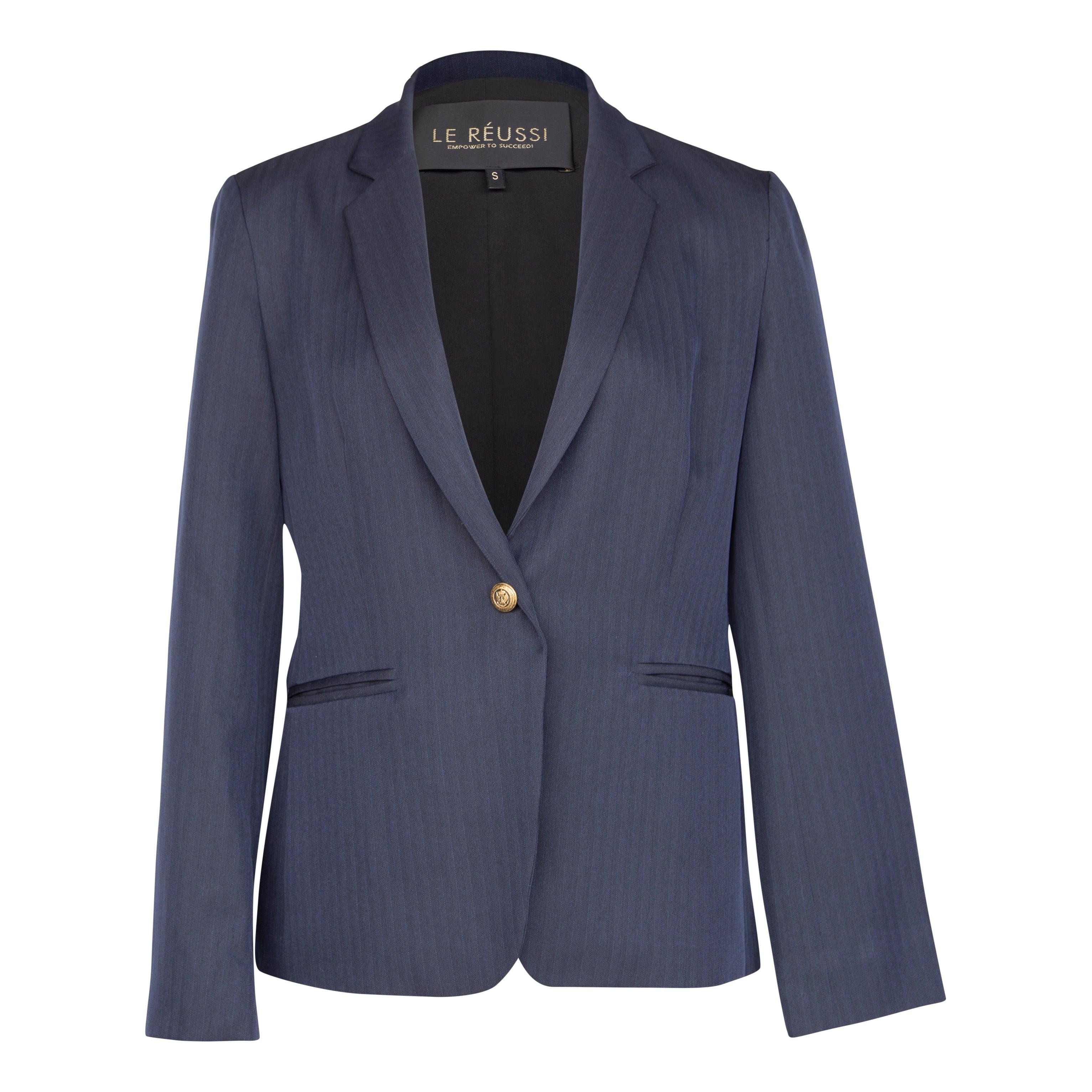 Le Réussi® Fashion - Navy Peak-Lapels Single-Breasted Blazer A Luxurious Statement of Power and Elegance.