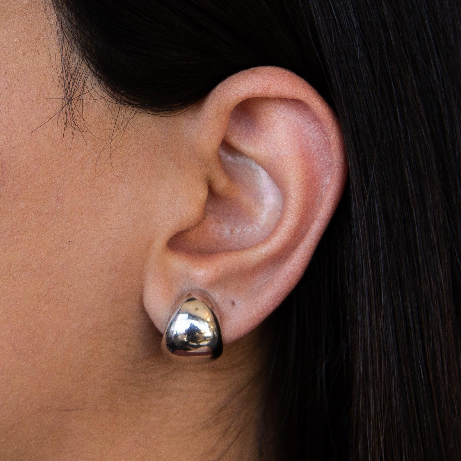 Italian silver peanut-shaped earrings – unique sterling silver statement earrings for women, modern elegant jewelry