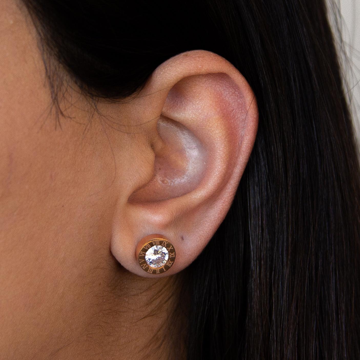 Rosy Luminary Round Earrings – elegant rose gold earrings for women, stylish statement jewelry