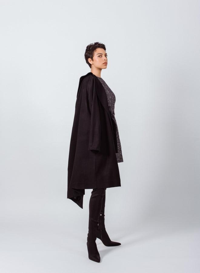 Le Réussi® Fashion - Luxurious Worsted Flannel Long Trench Coat A Sophisticated Statement of Elegance and Style.