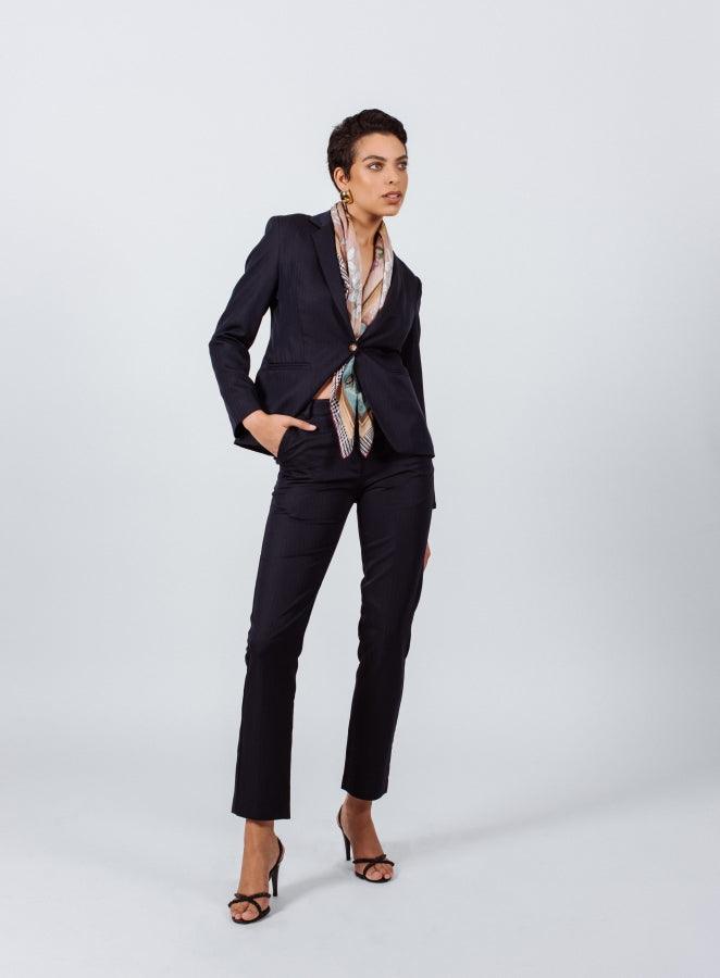 Le Réussi® Fashion - Tailoring Slim Pants in Navy Blue A Luxurious Fusion of Precision and Sophistication.