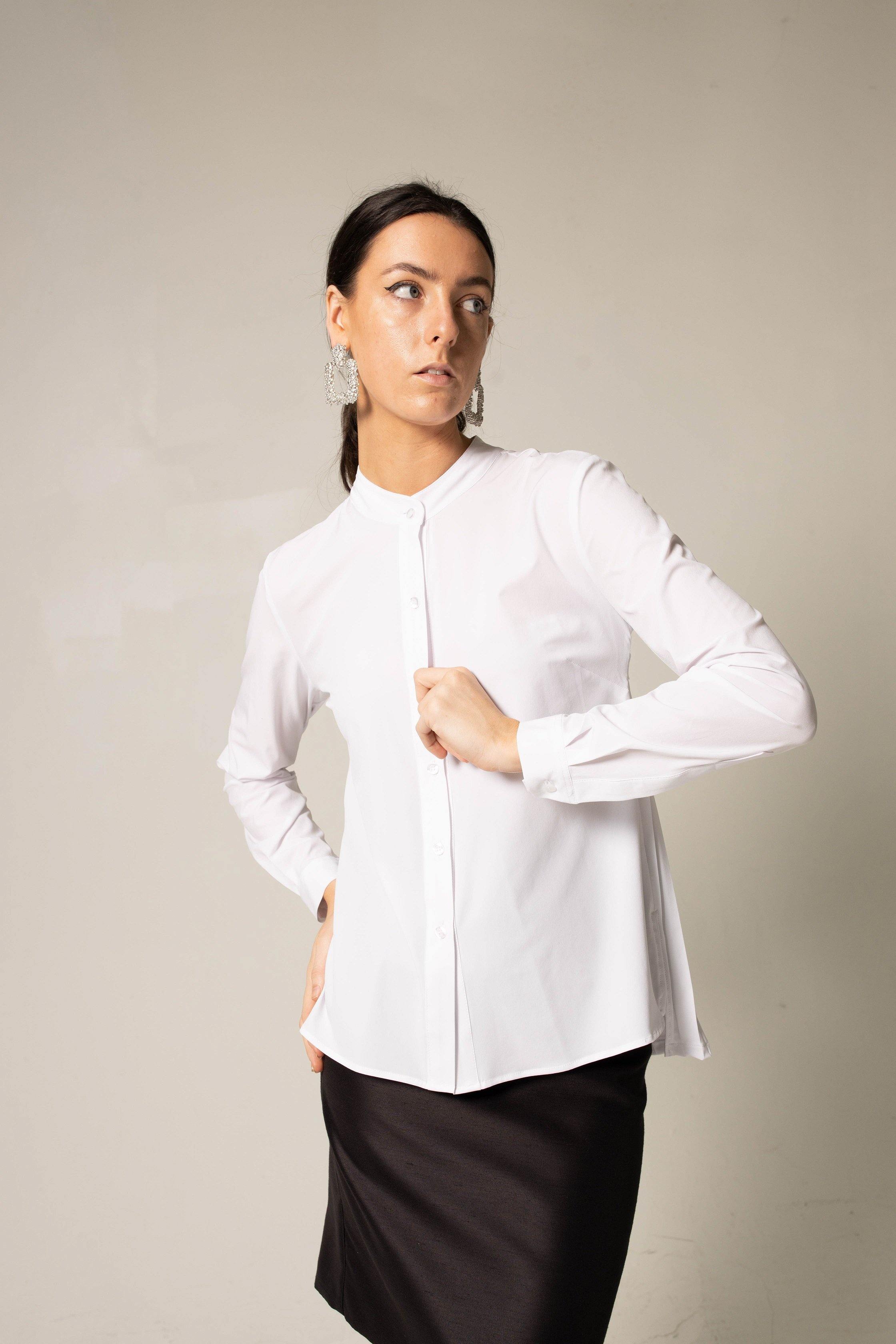 Le Réussi® - Stylish Pleated Blouse in White timeless elegance with a touch of luxury.