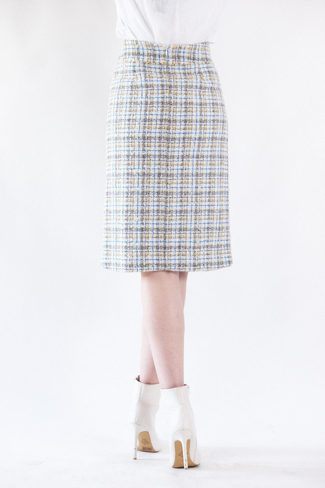 Le Réussi® Fashion - Luxe Plaid Tweed Pencil Skirt A Sophisticated Touch of Luxury and Elegance.